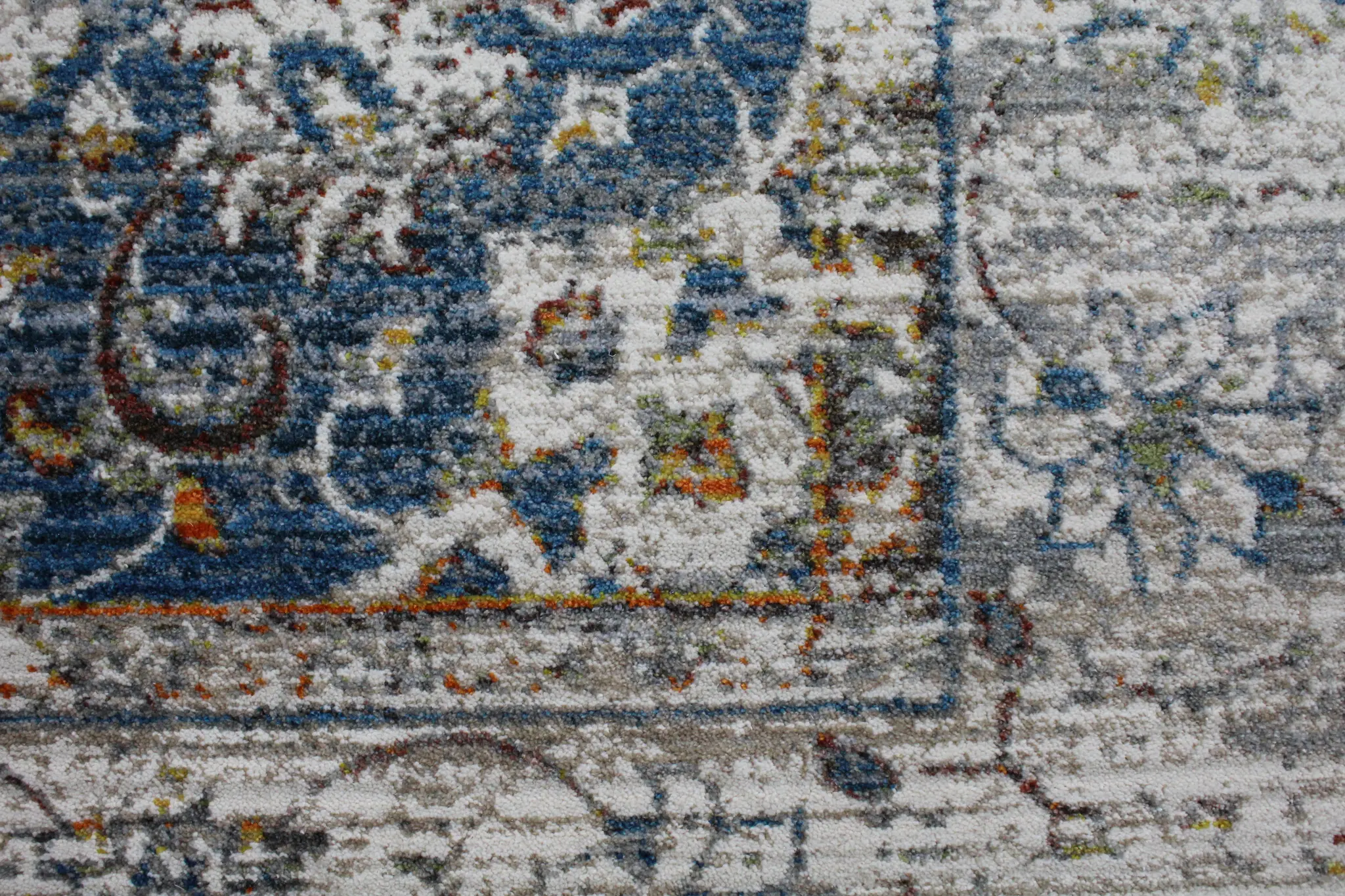 C192-IV-2.6X8-CN110 Gamaliel Blue and Ivory Bohemian 8 Foot Runner Rug-4