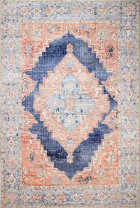 I166-NV-5X7.6-NH208 Zoelle Distressed Navy 5 x 8 Area Rug