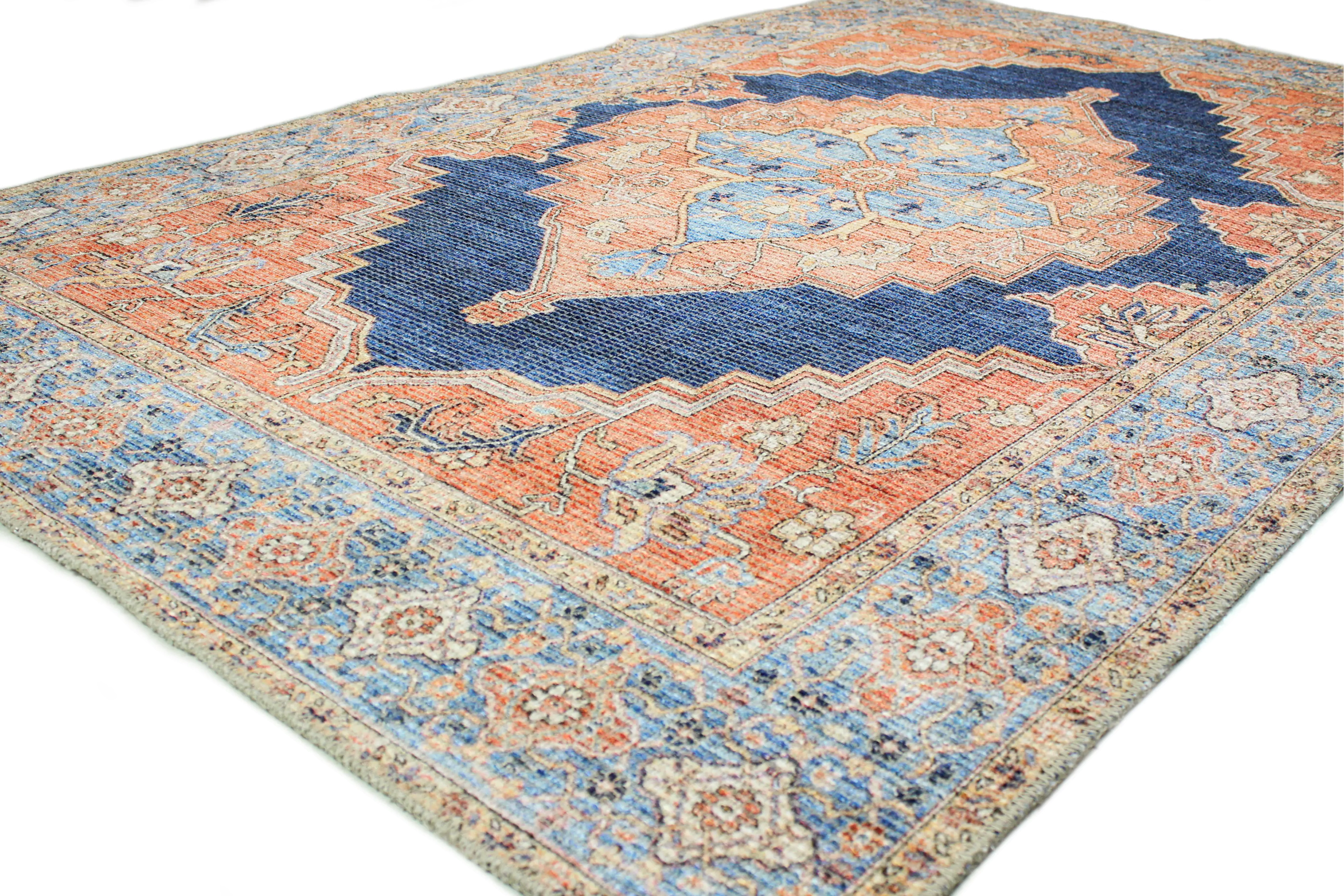 I166-NV-9X12-NH208 Zoelle Distressed Navy 9 x 12 Area Rug-1