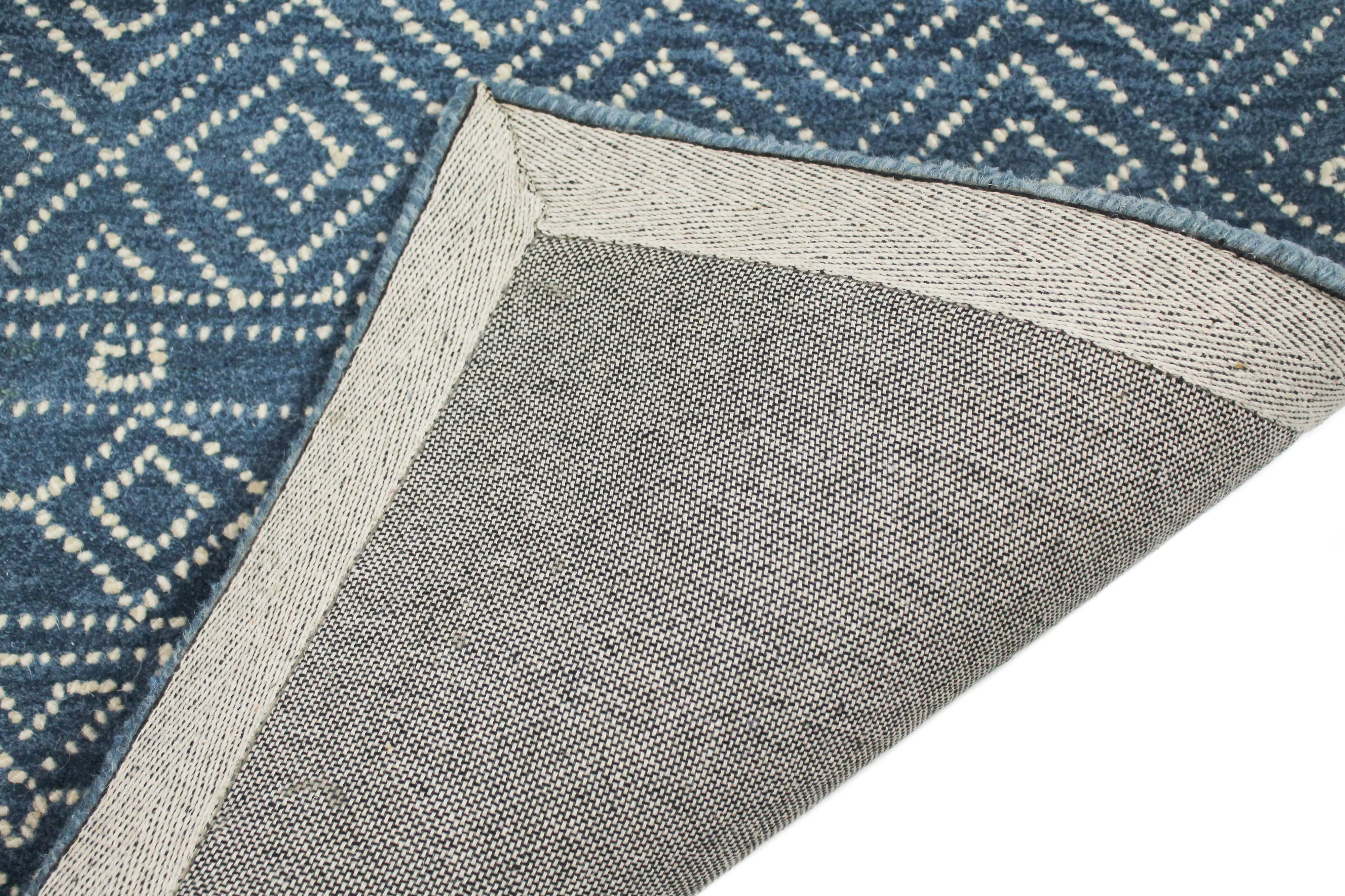 R120-AZ-2.6X8-CL208 Ephraim Geometric Blue Wool 8 Foot Runner Rug-4