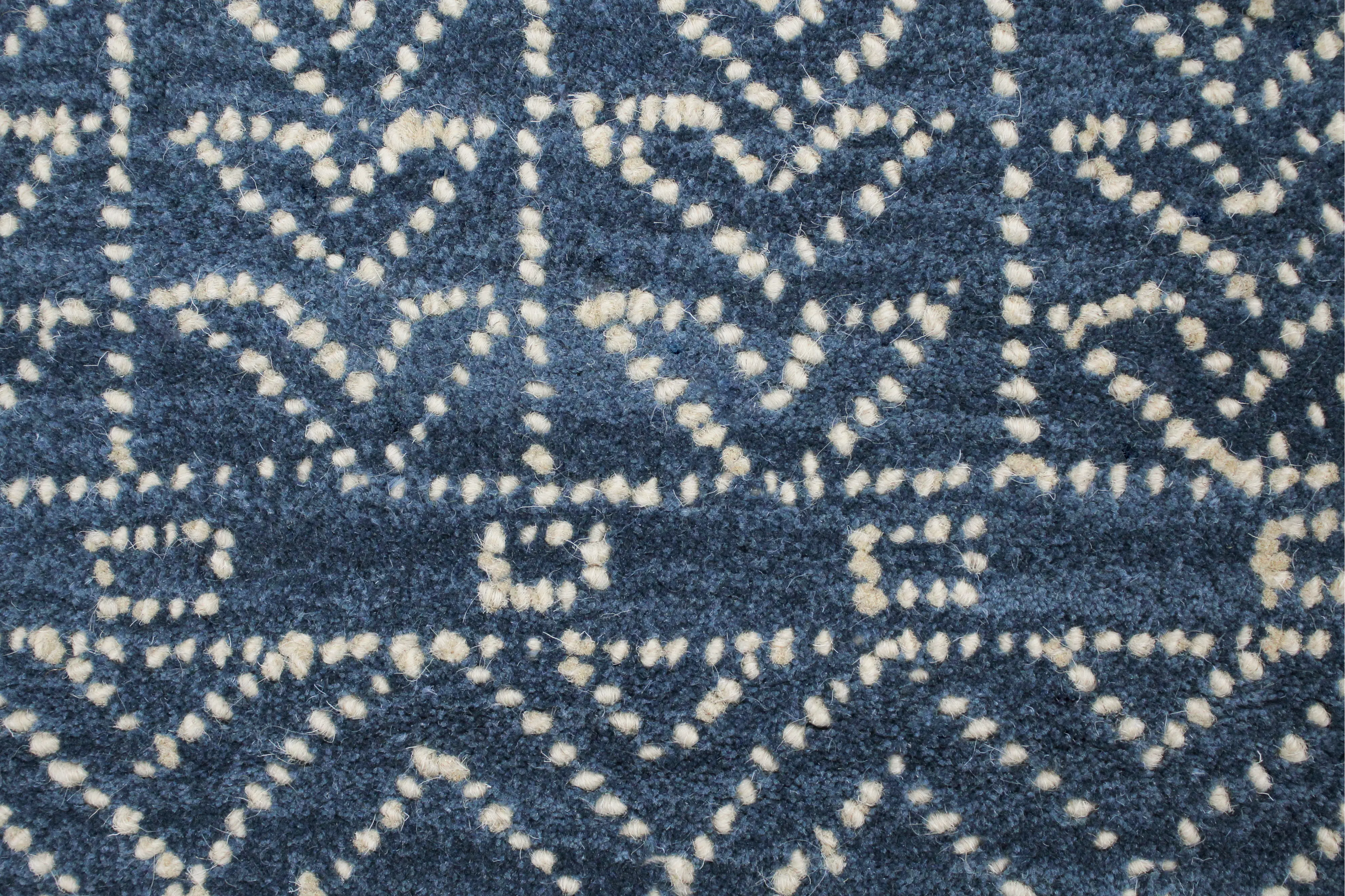 R120-AZ-2.6X8-CL208 Ephraim Geometric Blue Wool 8 Foot Runner Rug-5