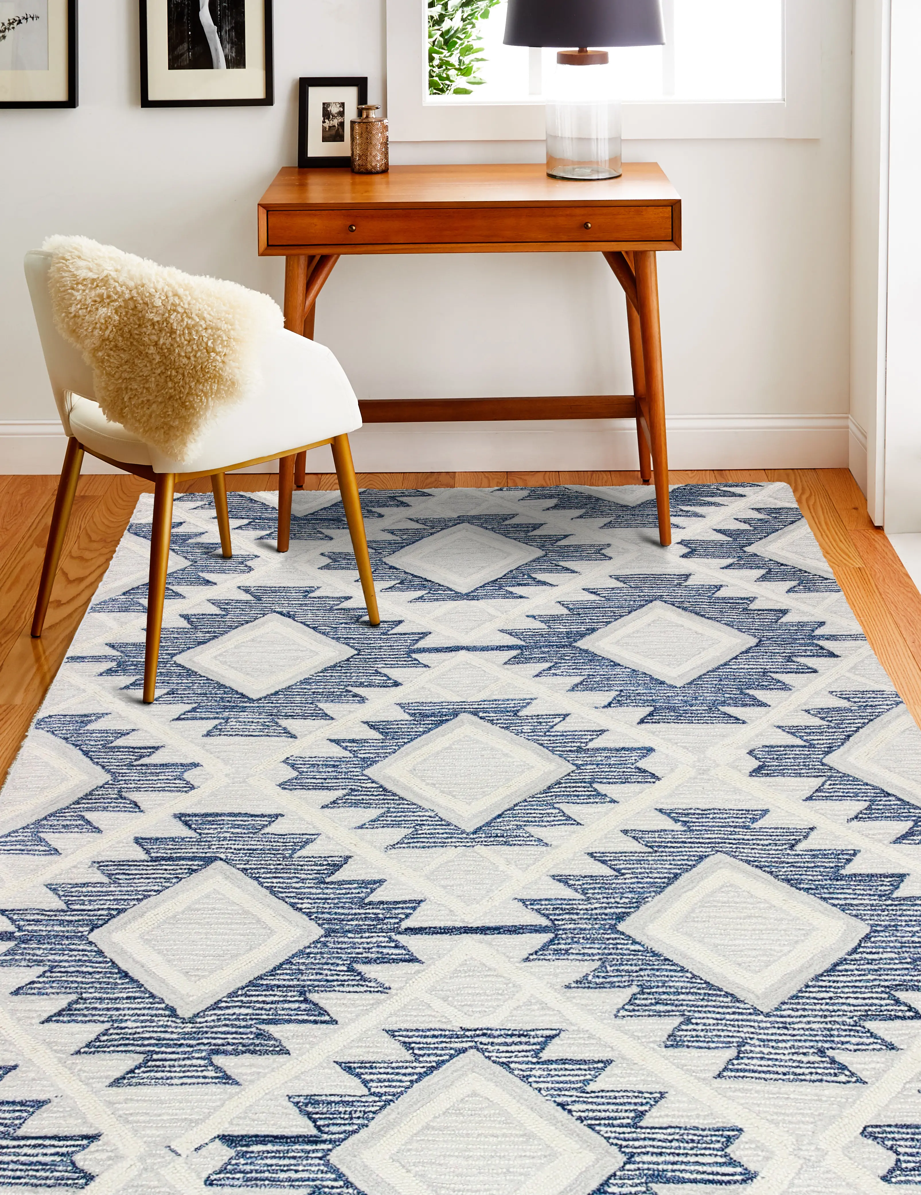 R120-BEBL-4X6-CL210 Emir Blue and Beige 4 x 6 Area Rug-3