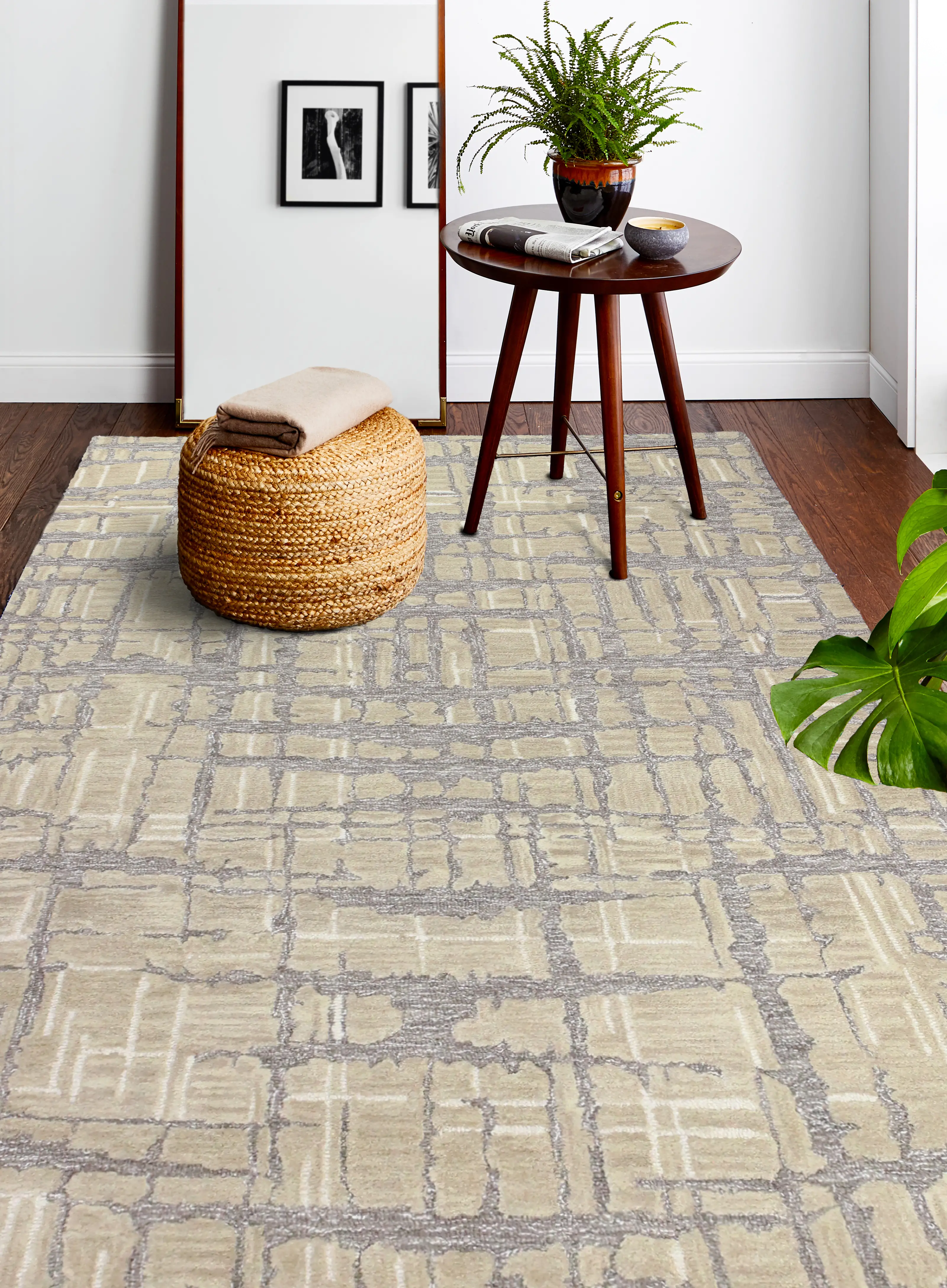 R130-TA-5X7.6-LC165 Noor Taupe Wool 5 x 8 Area Rug-3