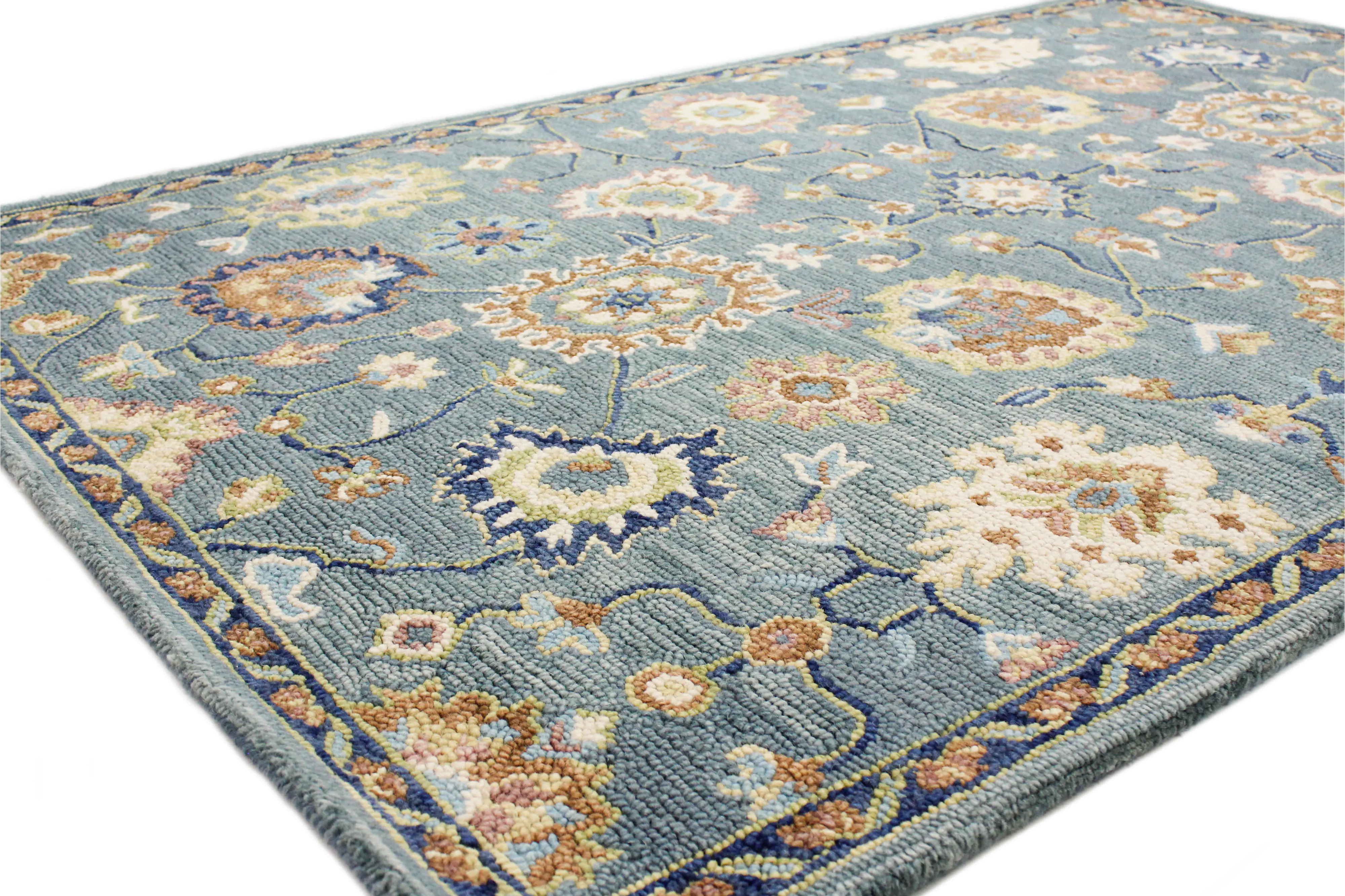 R131-TE-2.6X8-AL132 Novalie Floral Teal 8 Foot Runner Rug-3