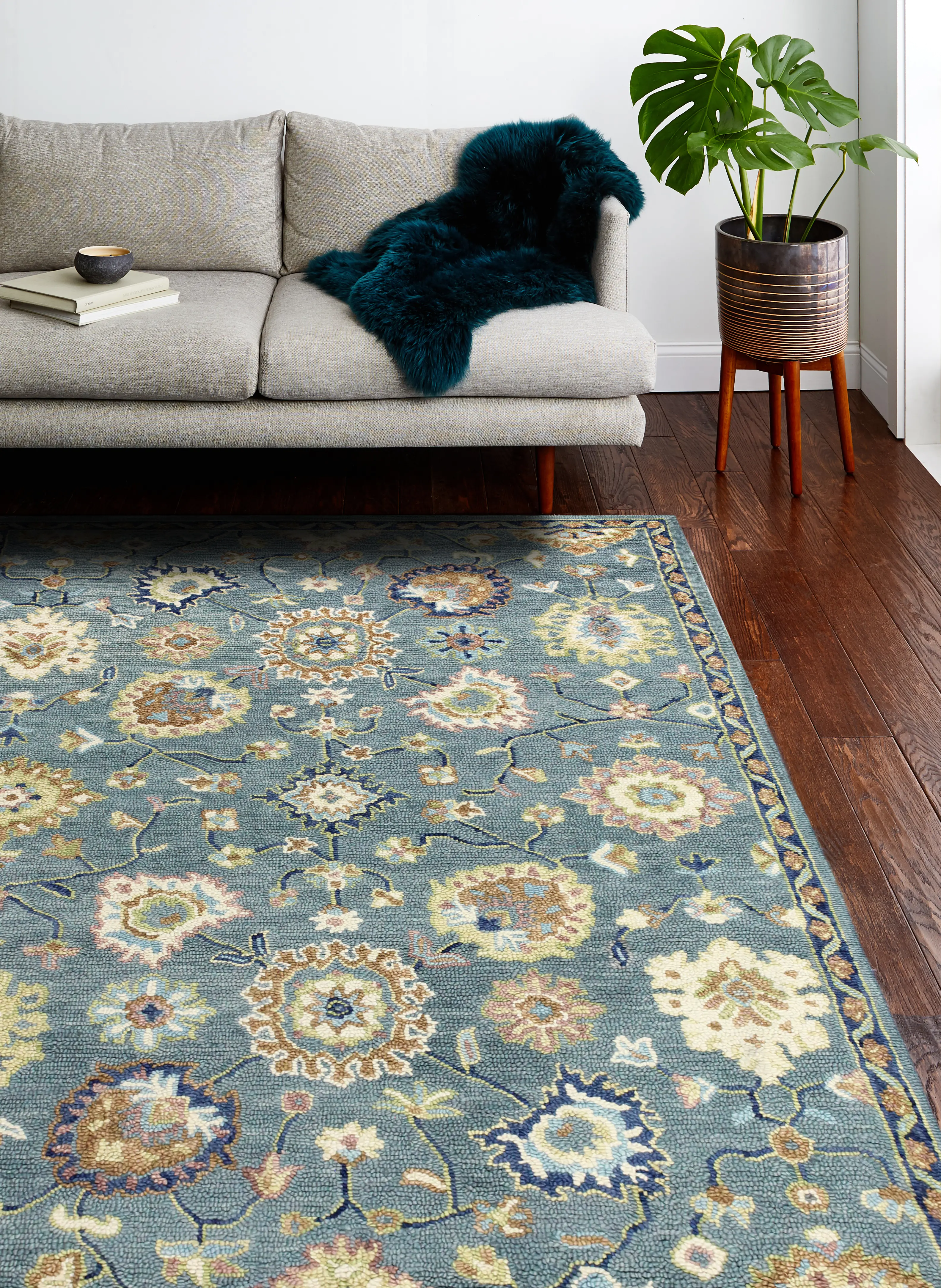 R131-TE-76X96-AL132 Novalie Floral Teal 8 x 10 Area Rug-3