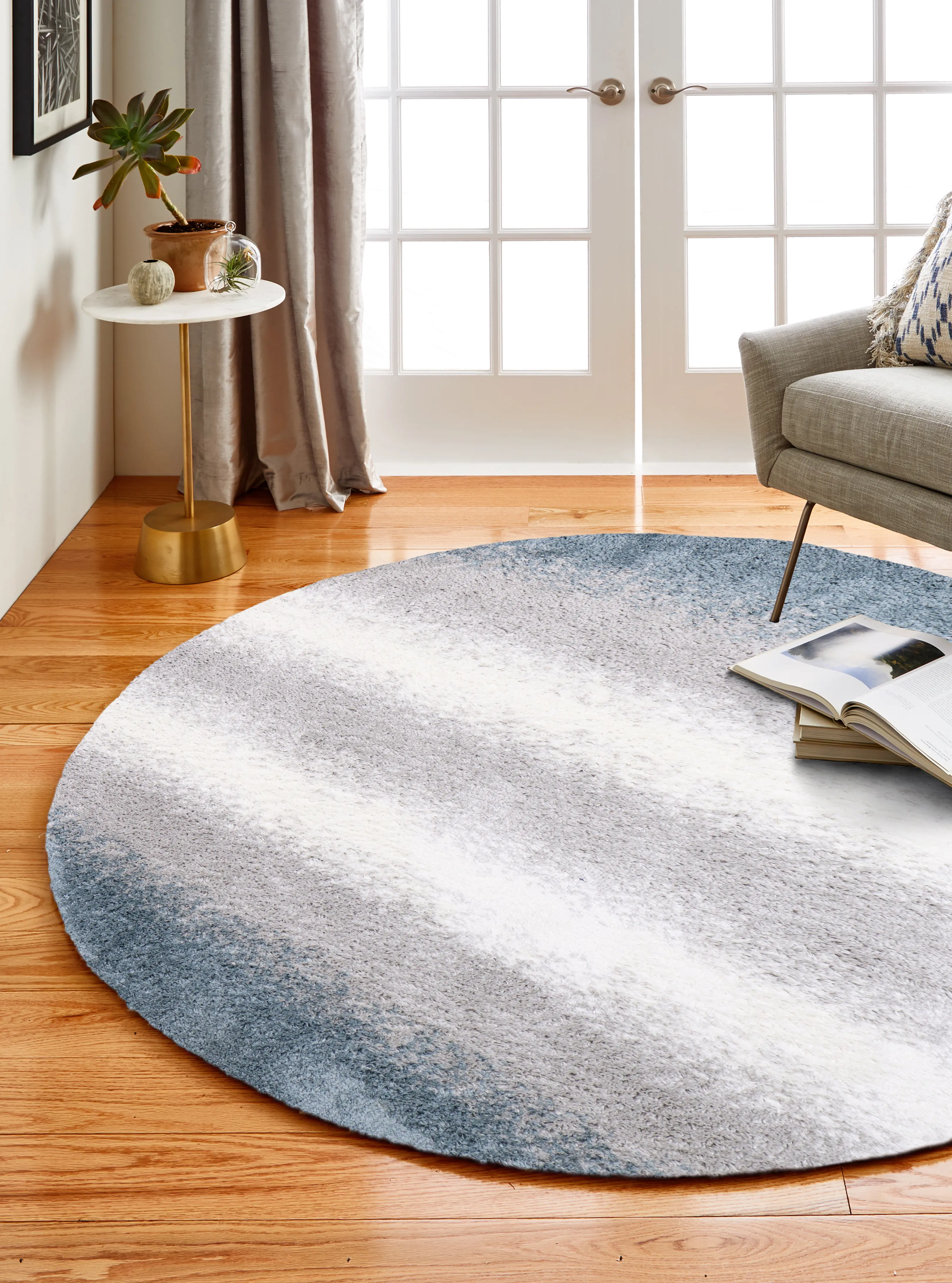 A164-WHBL-8 RND-AND106 Felton Blue and Gray 8 Foot Round Rug-2