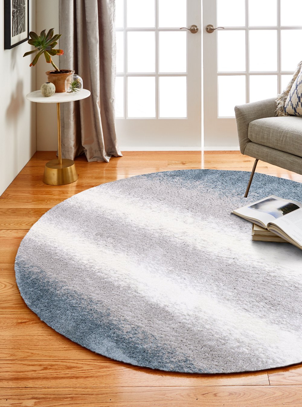 Felton Blue and Gray 8 Foot Round Rug