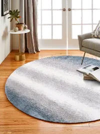 A164-WHBL-8 RND-AND106 Felton Blue and Gray 8 Foot Round Rug