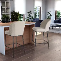 Addison White Boucle Bar Stools, Set of 2