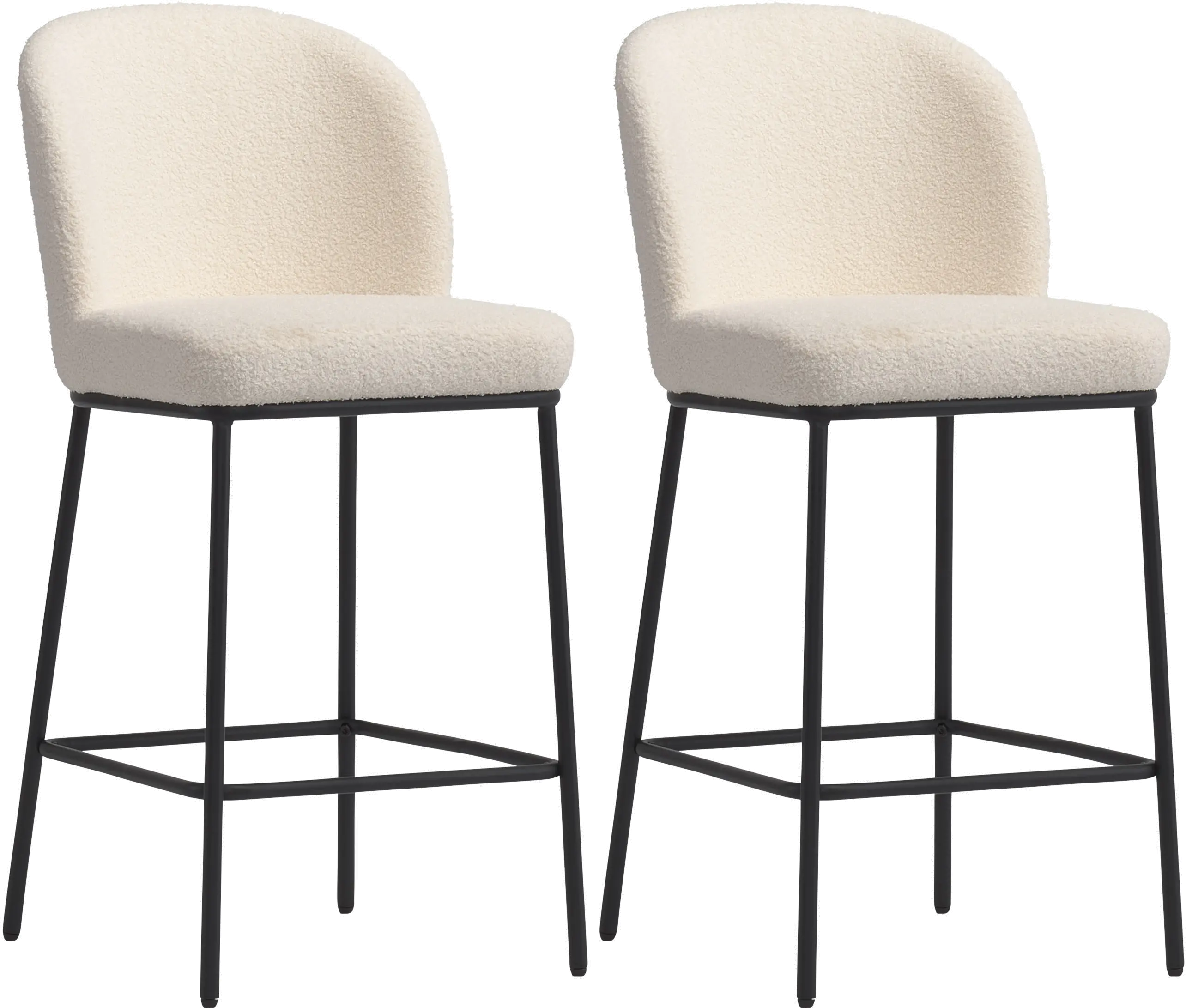 Addison White Boucle Bar Stools, Set of 2-1