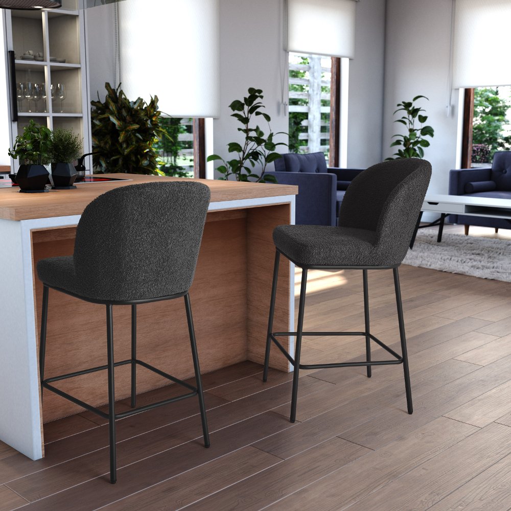 Addison Gray Boucle Bar Stools Set of 2