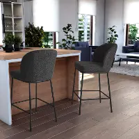 Addison Gray Boucle Bar Stools, Set of 2