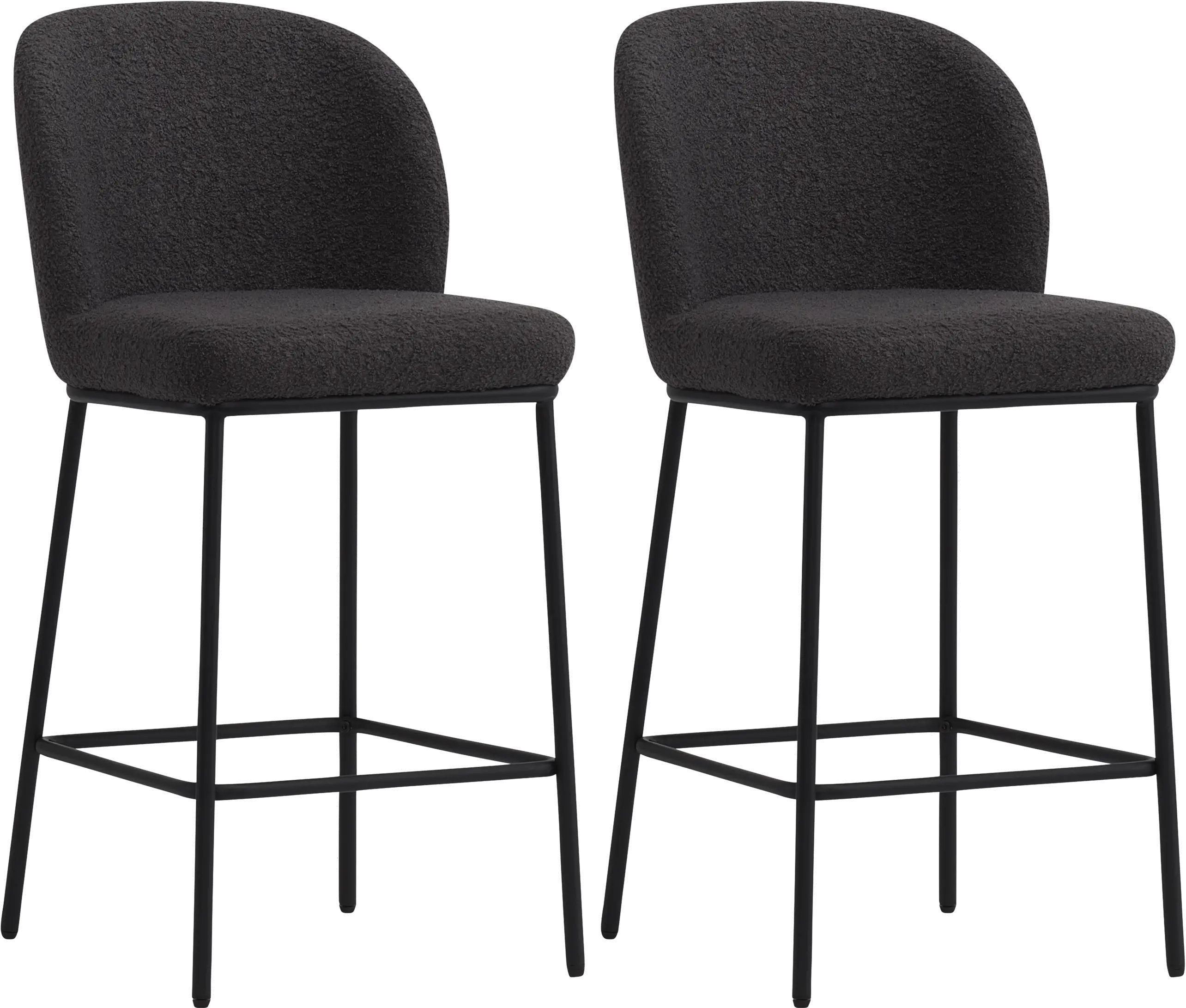 Addison Gray Boucle Bar Stools, Set of 2-1