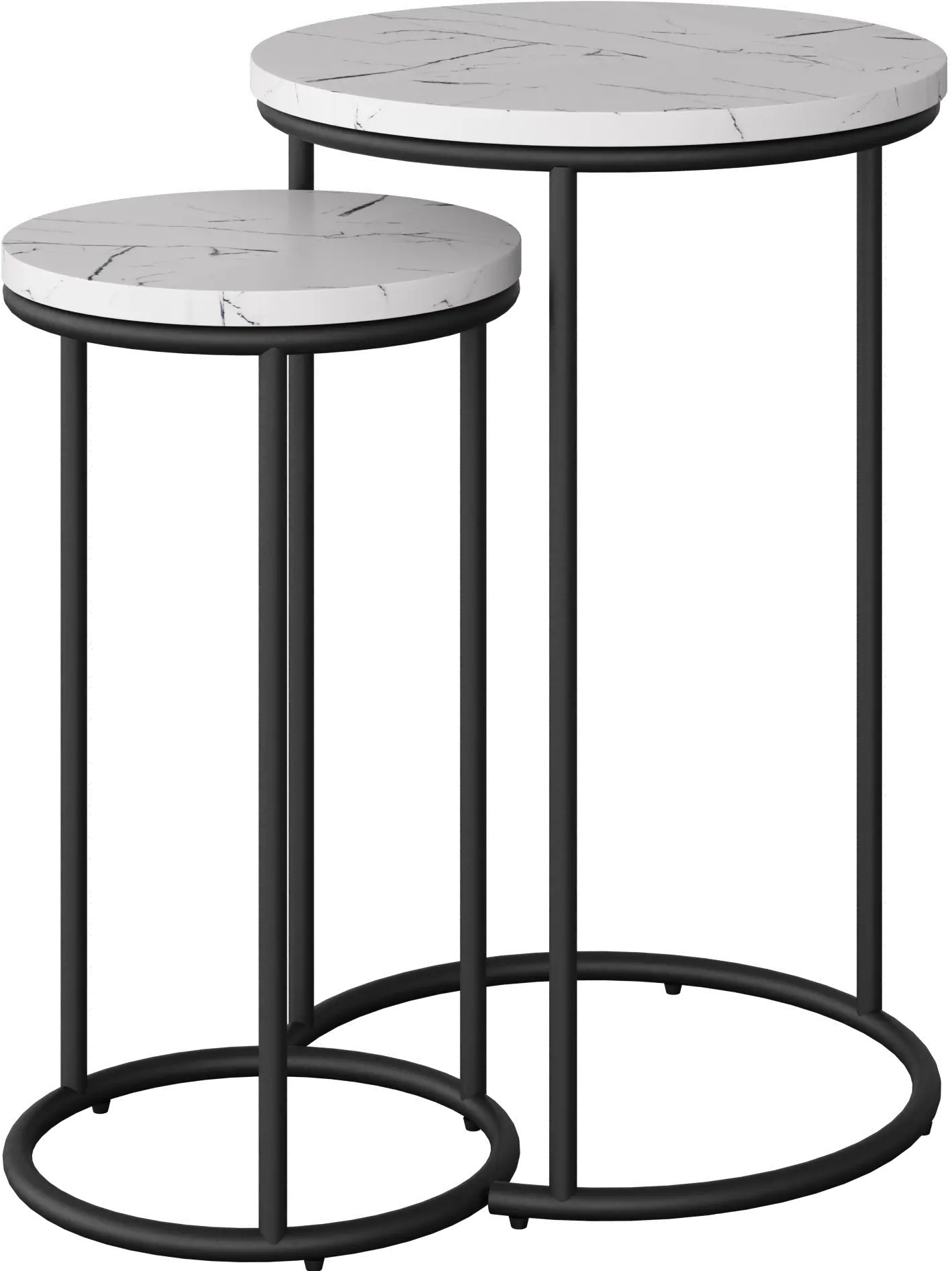 Fort Worth White Marble Nesting Side Tables-1