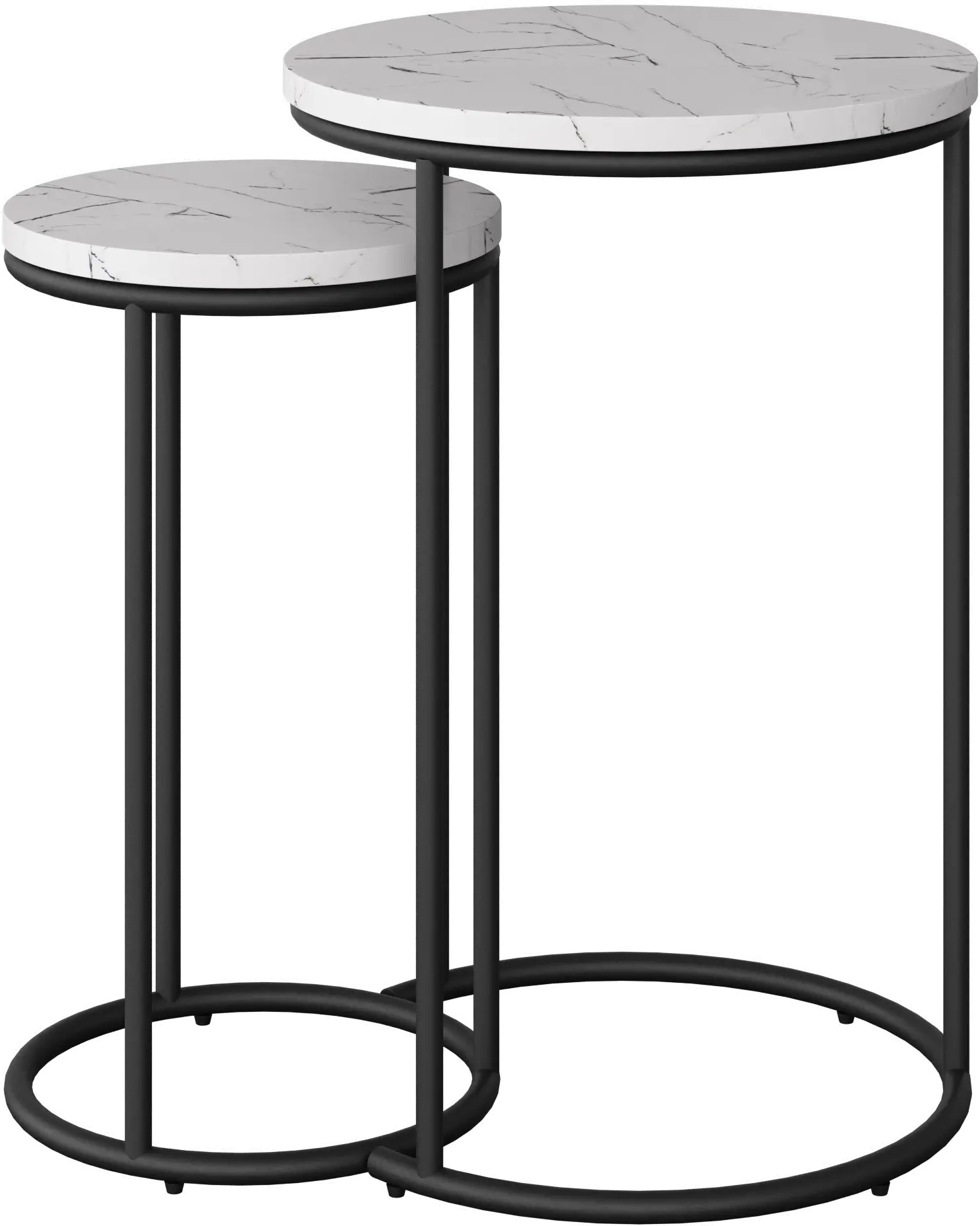 Fort Worth White Marble Nesting Side Tables-3