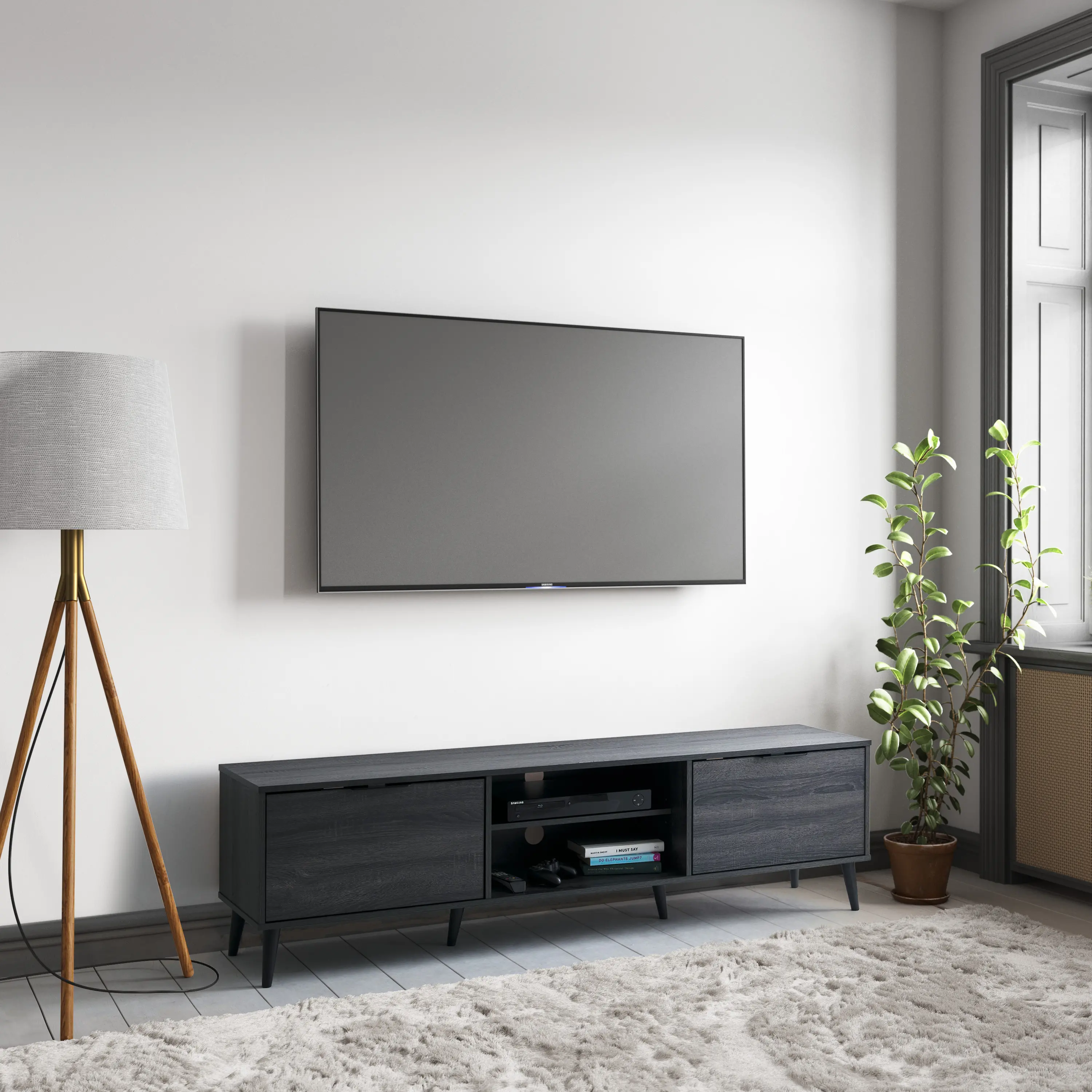 Cole Gray TV Stand with Storage-2
