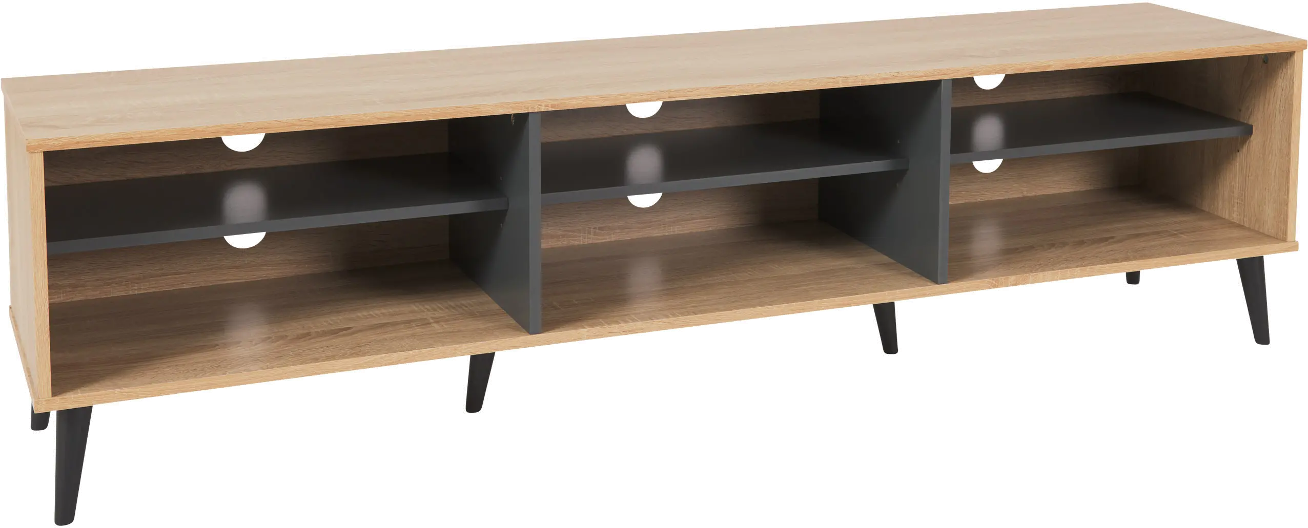 Cole Light Brown TV Stand with Open Shelves-3