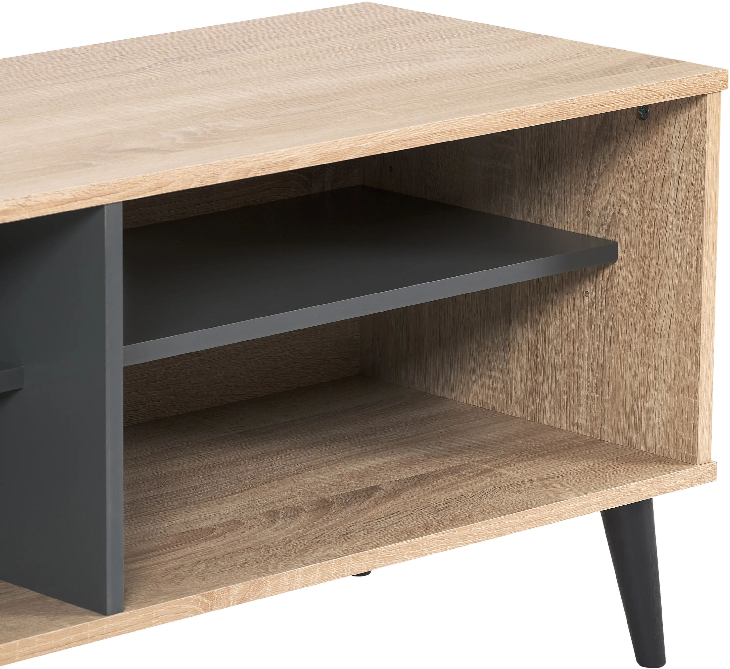 Cole Light Brown TV Stand with Open Shelves-7