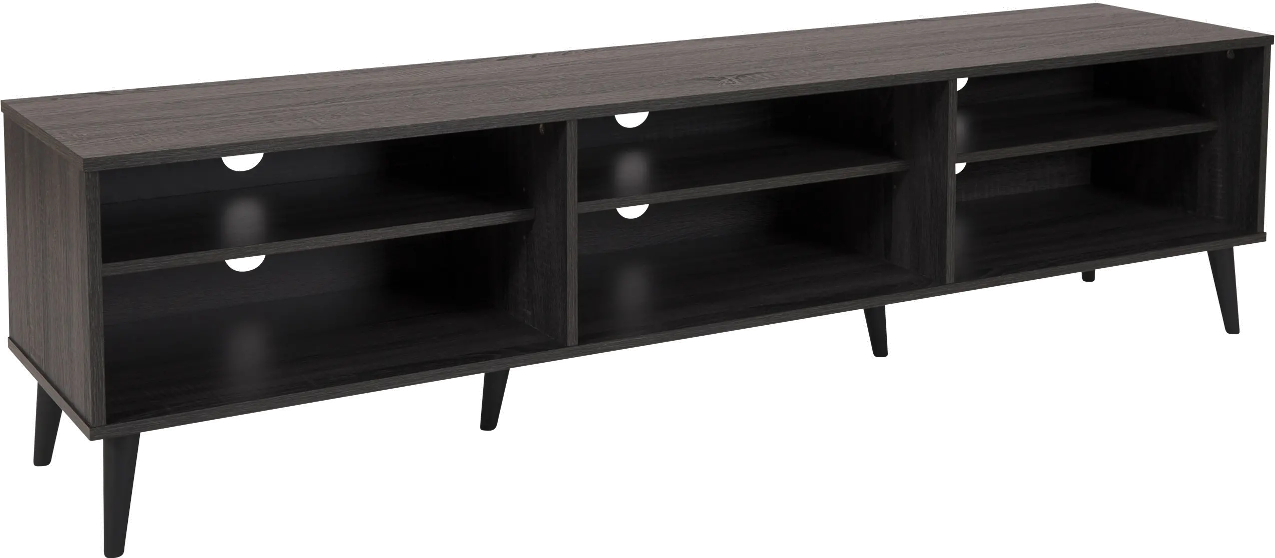 Cole Gray TV Stand with Open Shelves-3