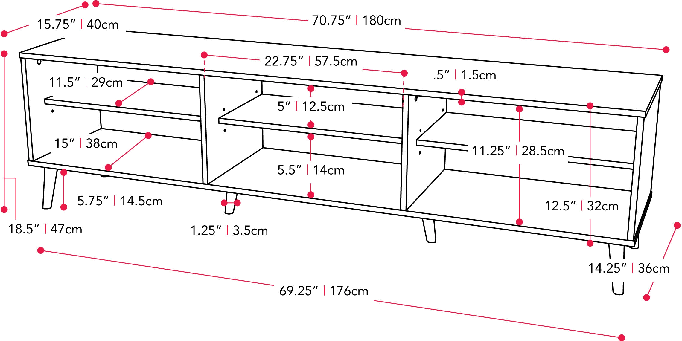 Cole Gray TV Stand with Open Shelves-9