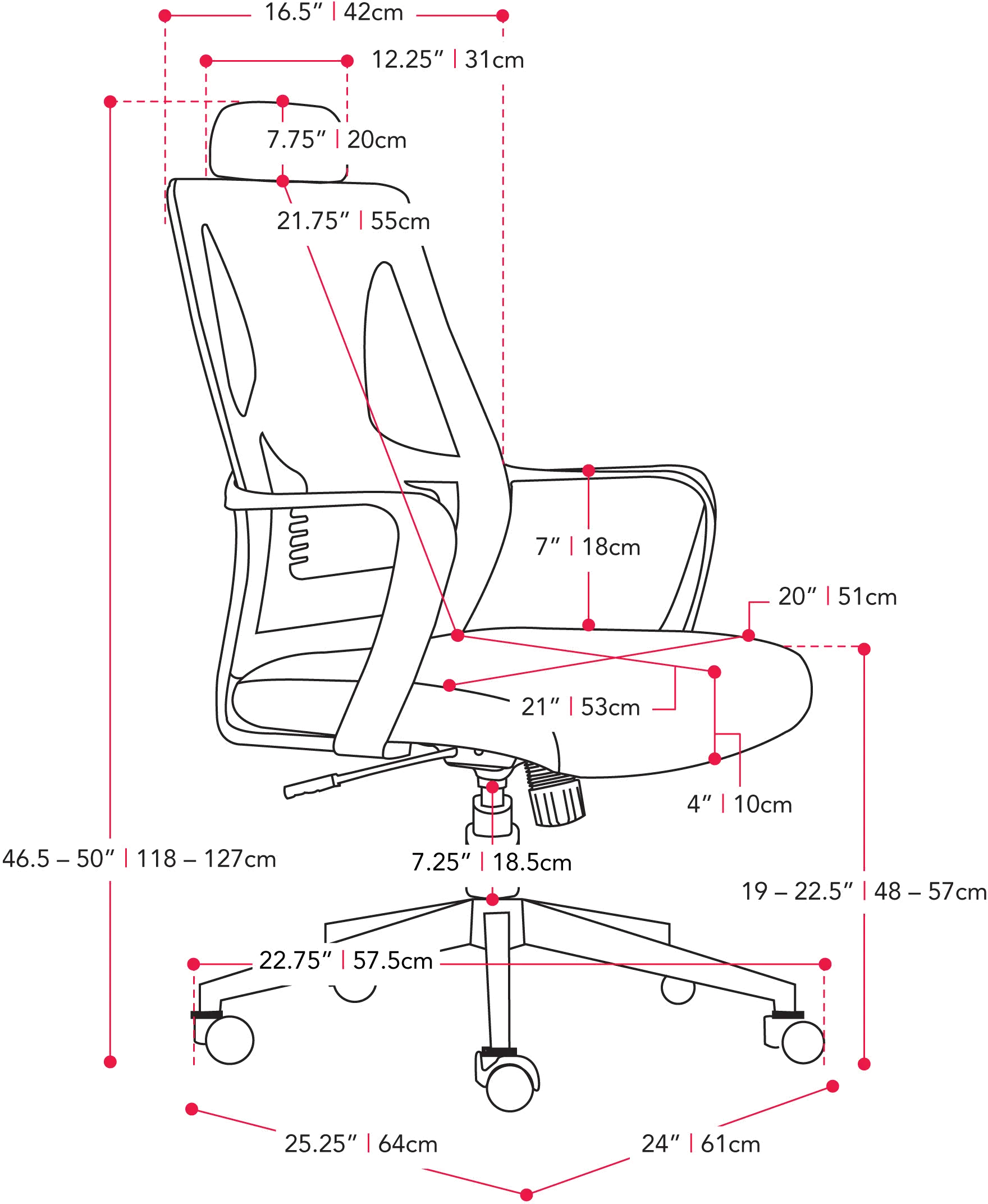 Workspace Pink Mesh Back Office Chair-9