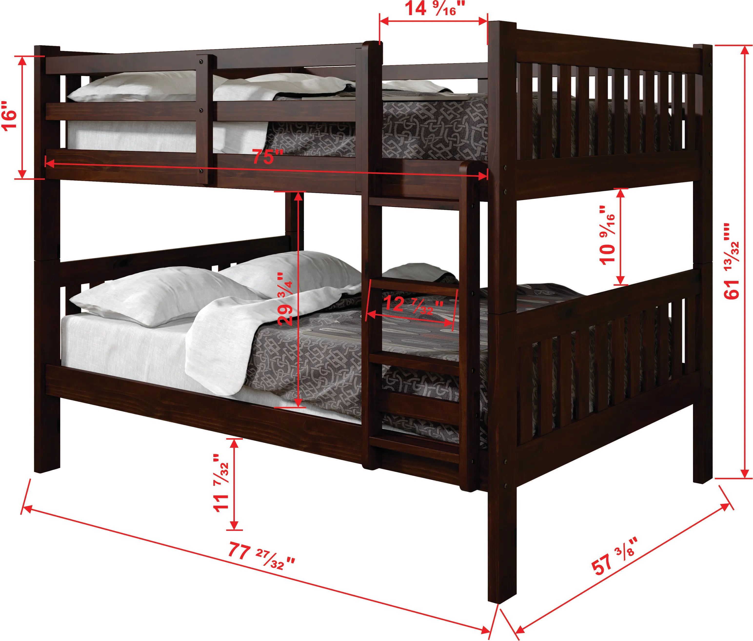 Mission Cappuccino Full-over-Full Bunk Bed with Trundle-1
