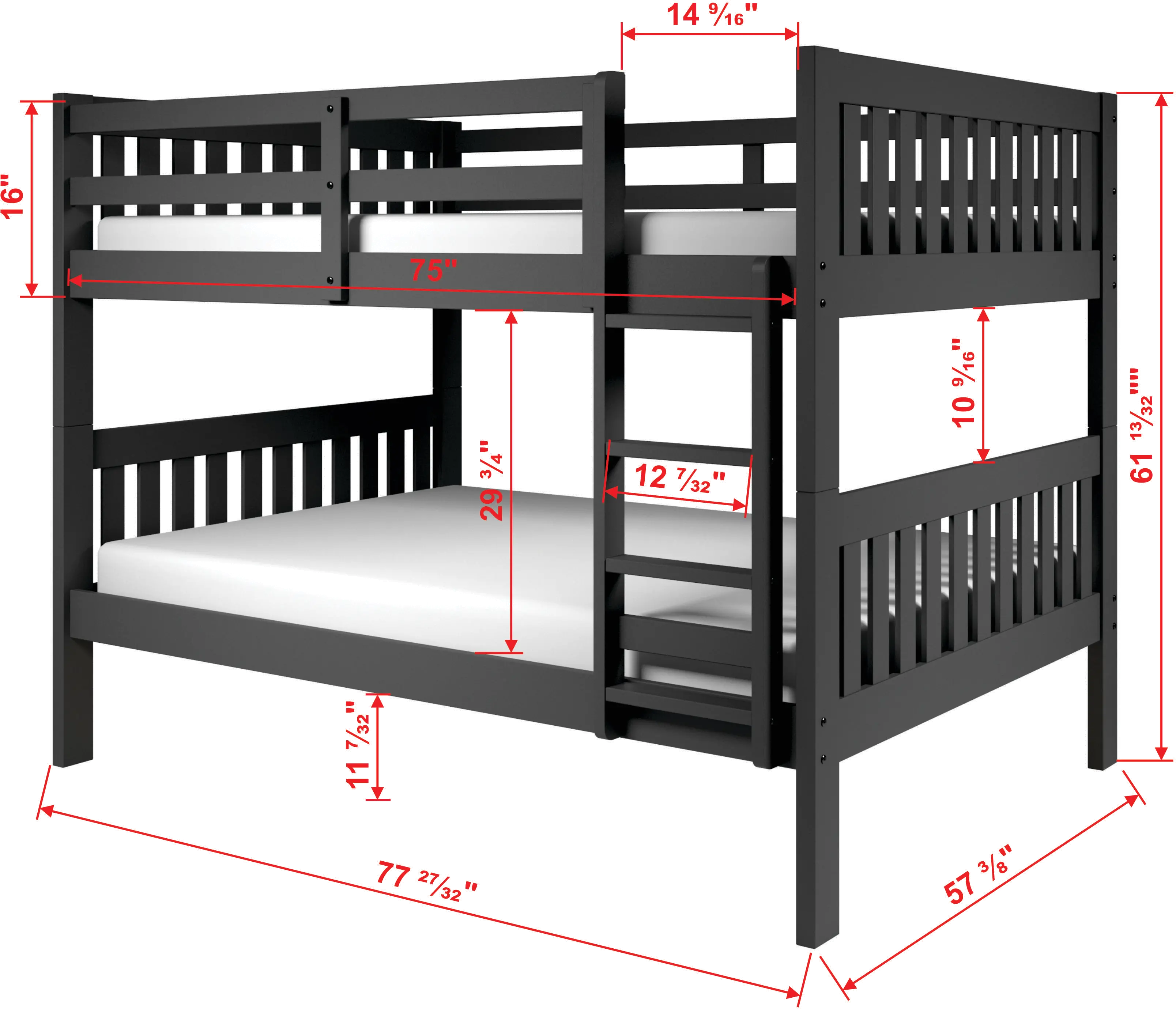 Mission Gray Full-over-Full Bunk Bed-3