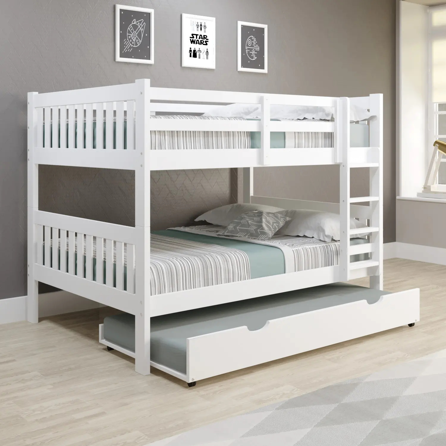 Mission White Full-over-Full Bunk Bed with Trundle-2