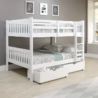 Mission White Full-over-Full Bunk Bed with Drawers