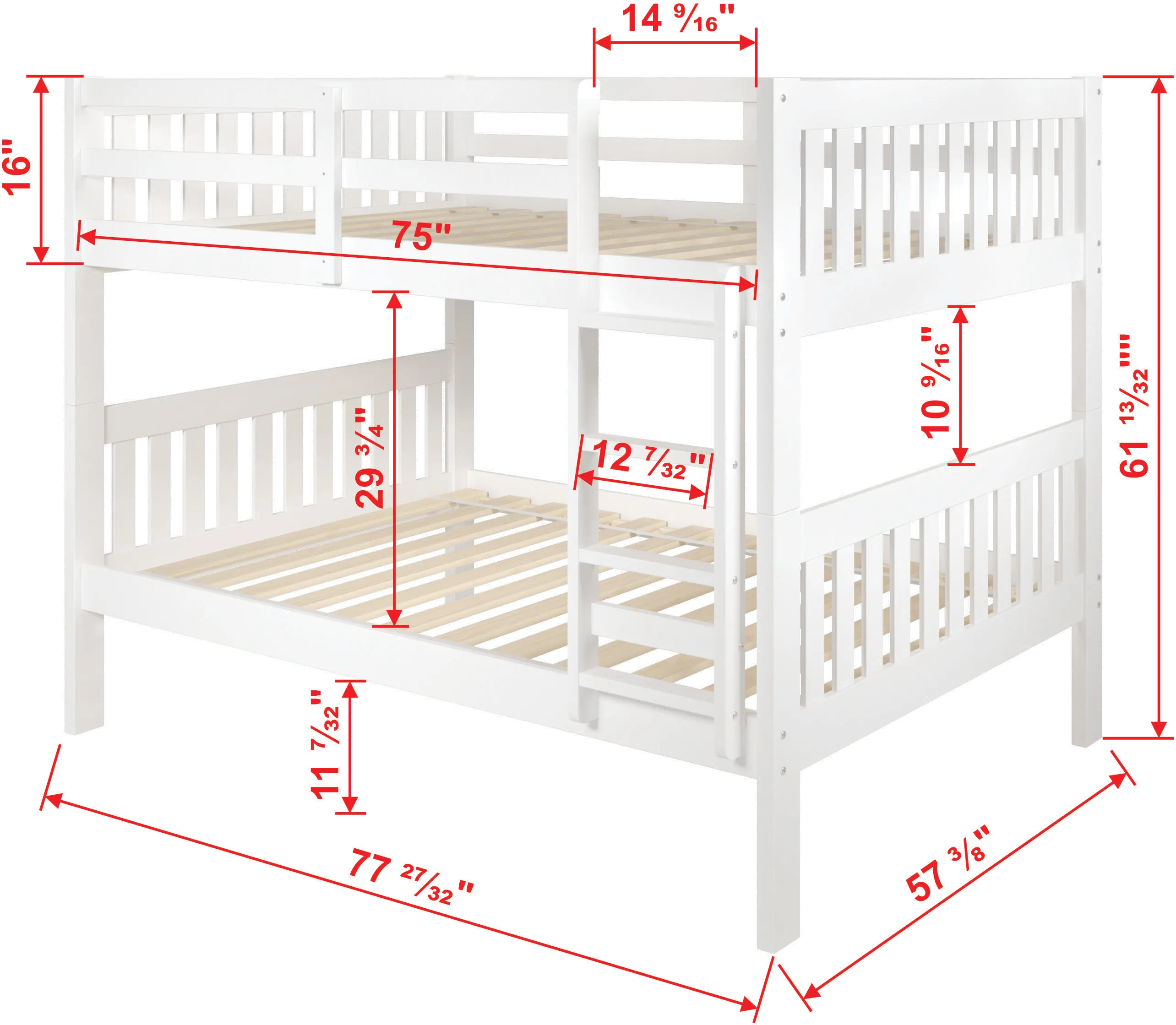 Mission White Full-over-Full Bunk Bed with Drawers-1