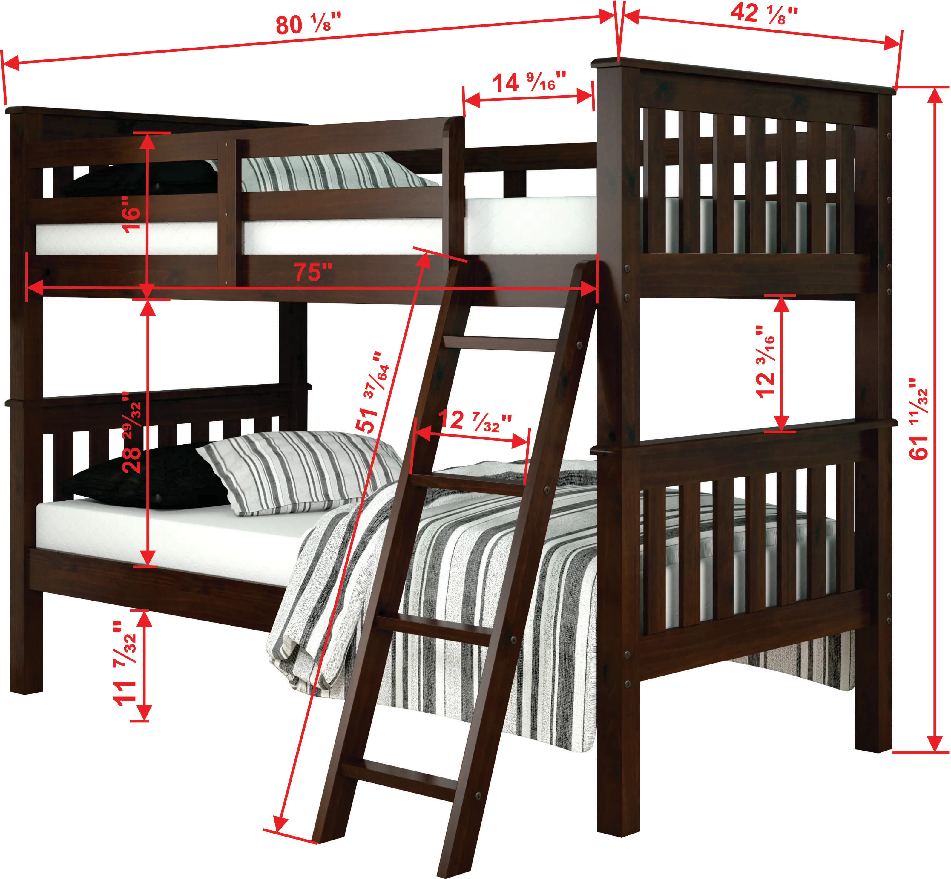 Mission Dark Brown Twin-over-Twin Bunk Bed-3