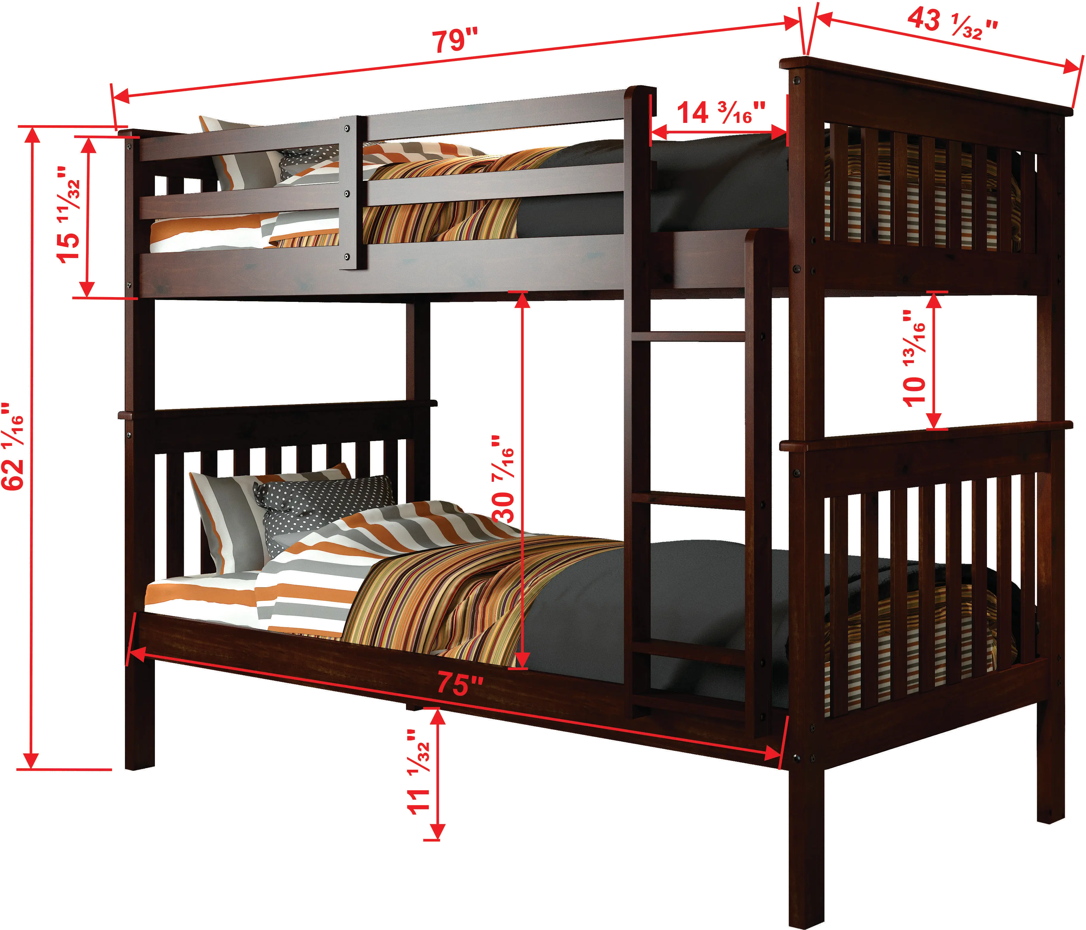 Mission Dark Brown Twin-over-Twin Bunk Bed-4