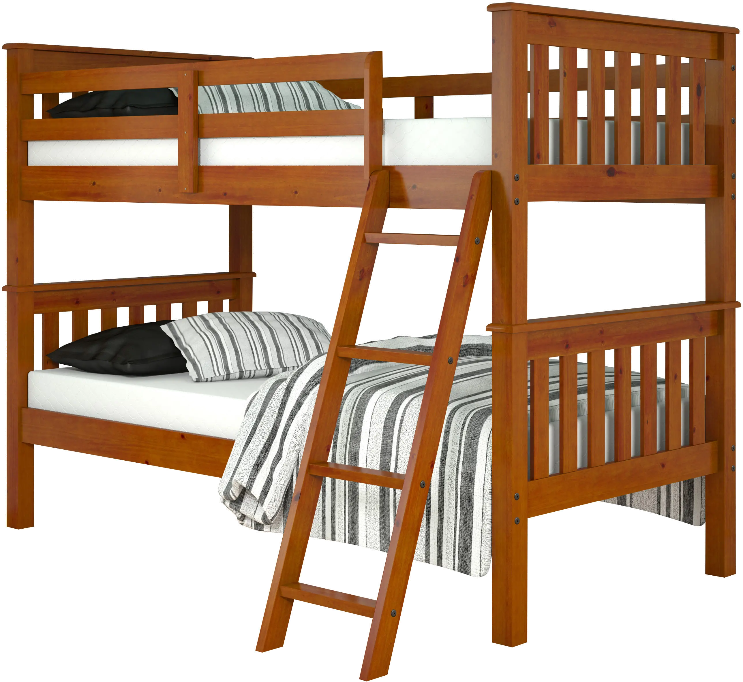 Mission Light Brown Twin-over-Twin Bunk Bed-1