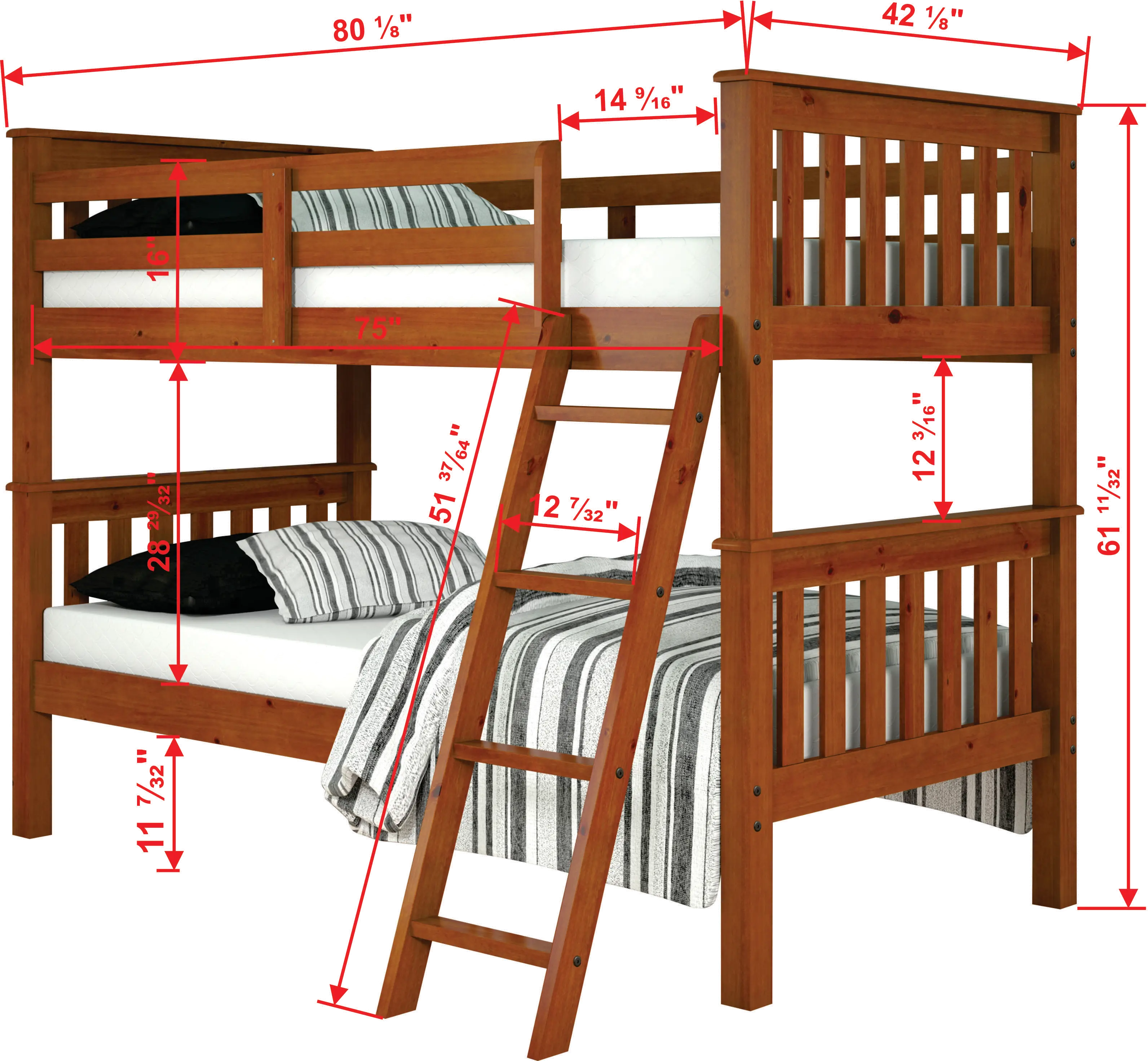 Mission Light Brown Twin-over-Twin Bunk Bed-3