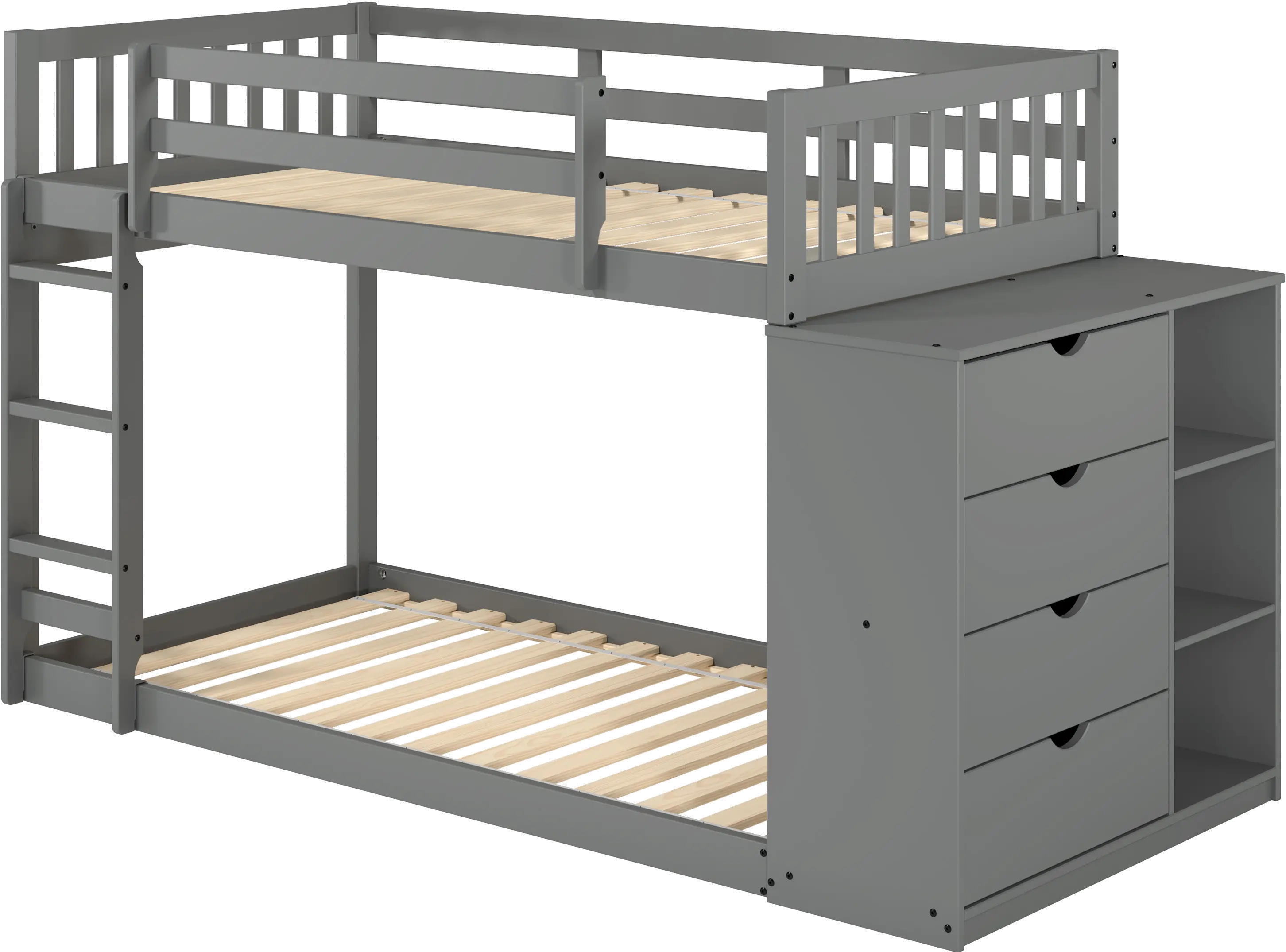 Mission Gray Twin-over-Twin Bunk Bed with Chest-1