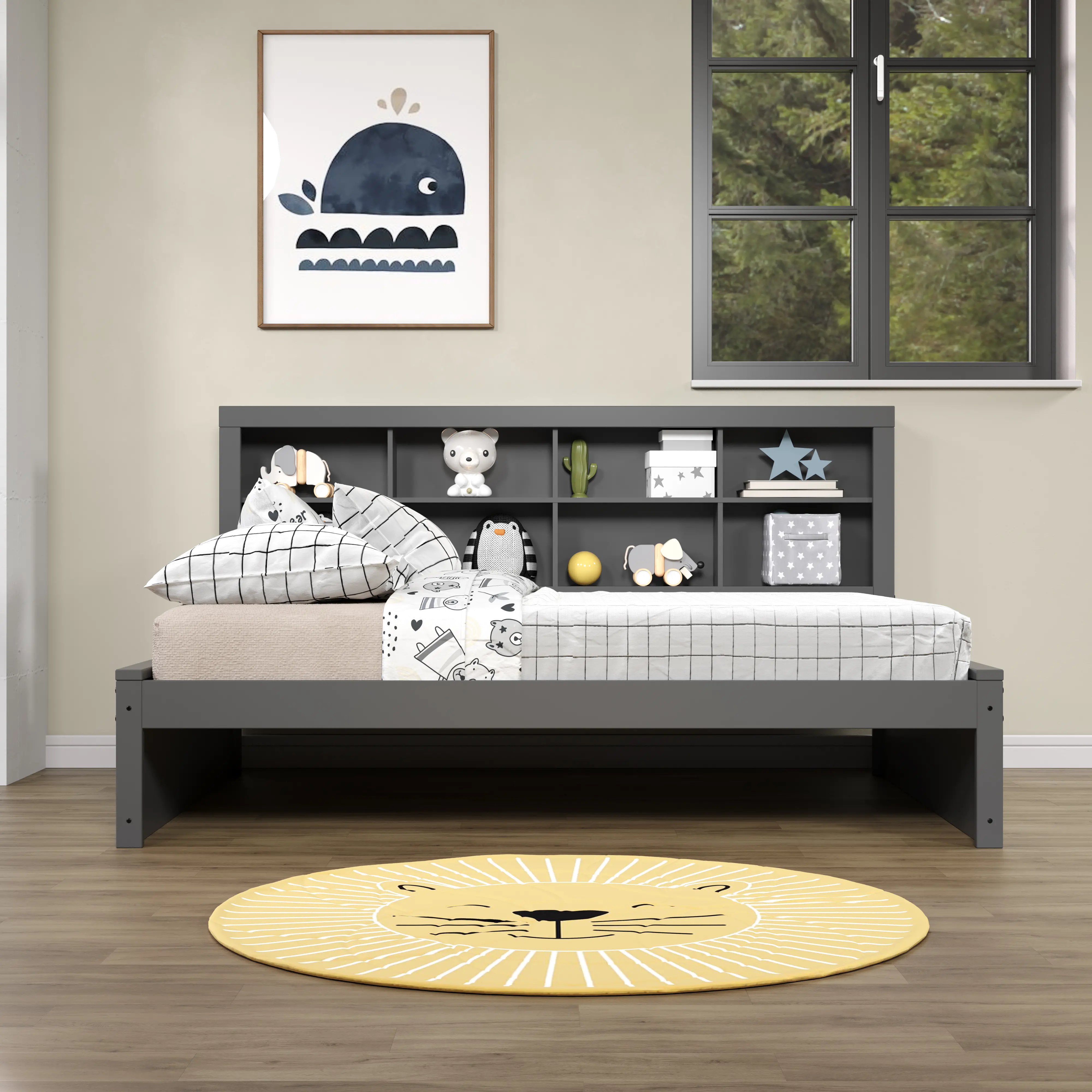 Gray Full Bookcase Daybed-3