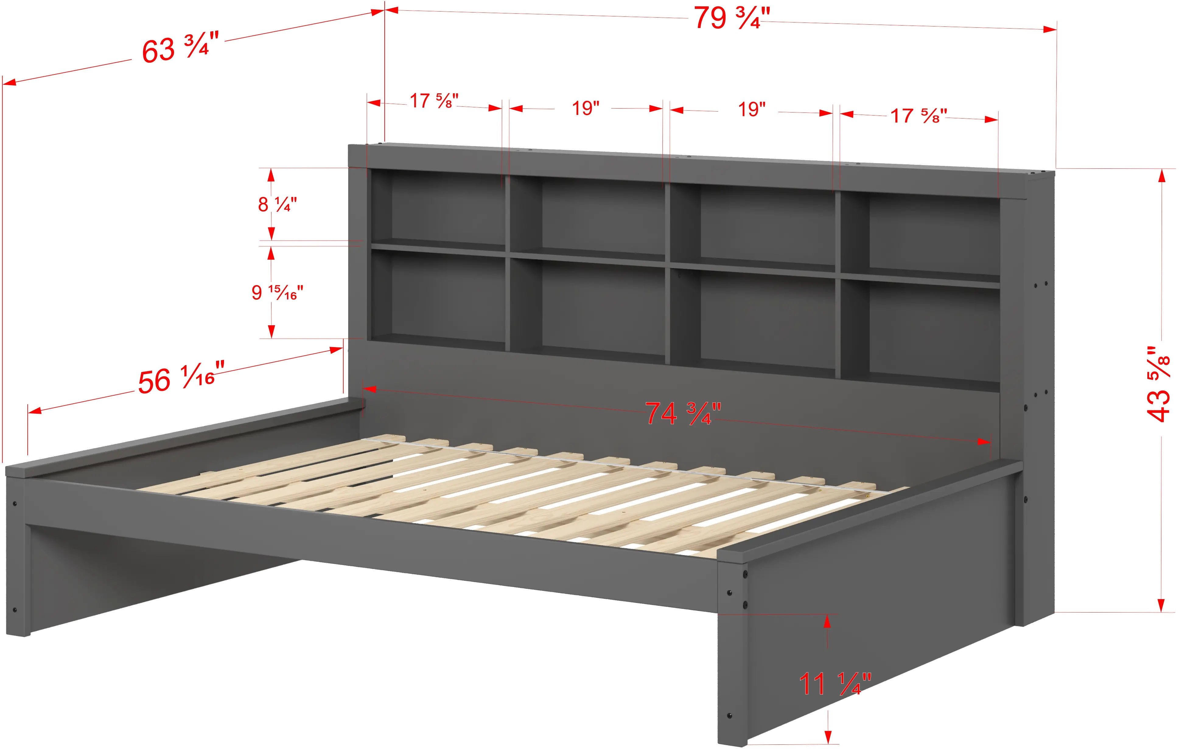 Gray Full Bookcase Daybed-5