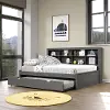 Gray Full Bookcase Daybed with Trundle