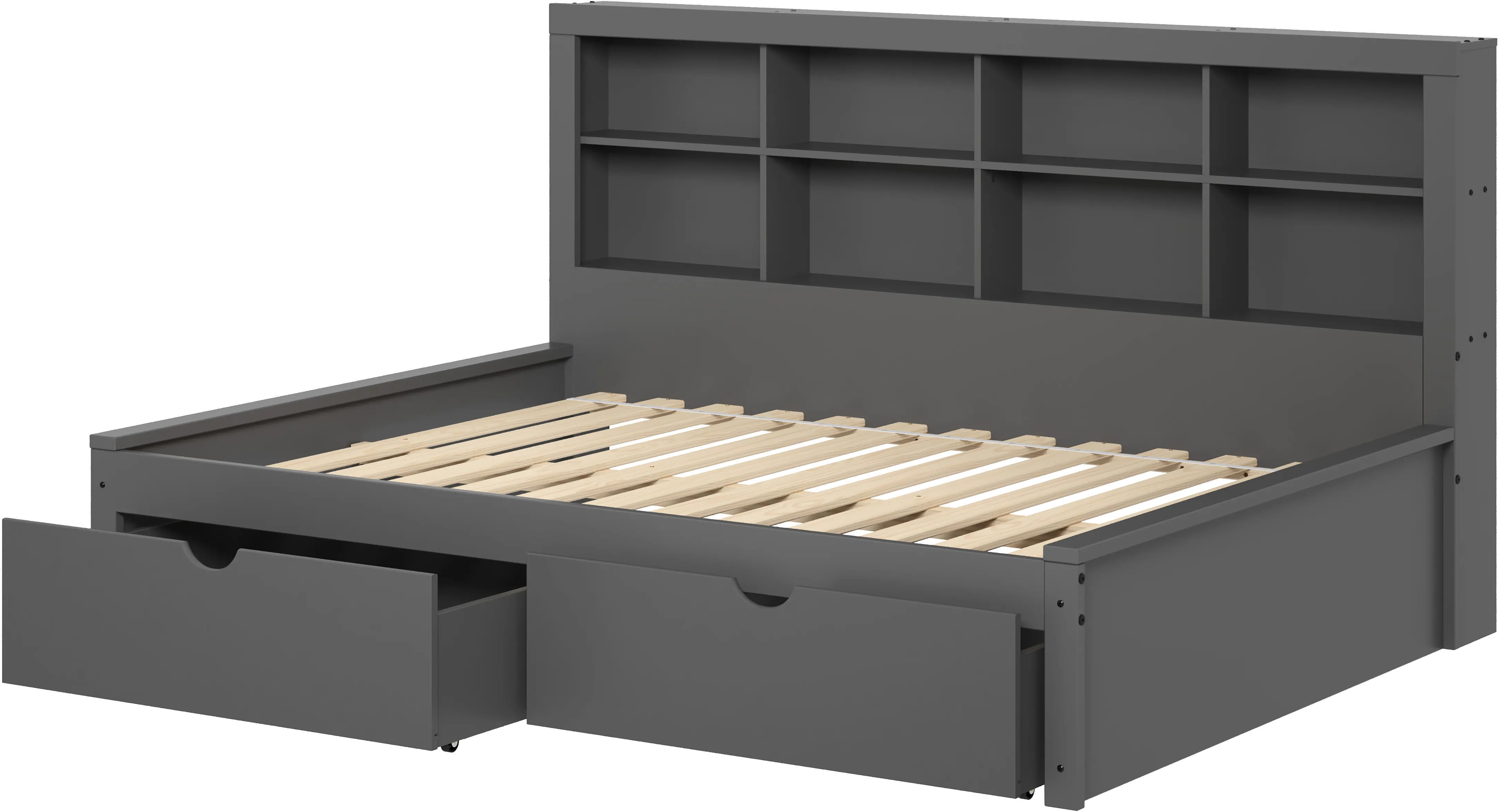 Gray Full Bookcase Daybed with Storage Drawers-1