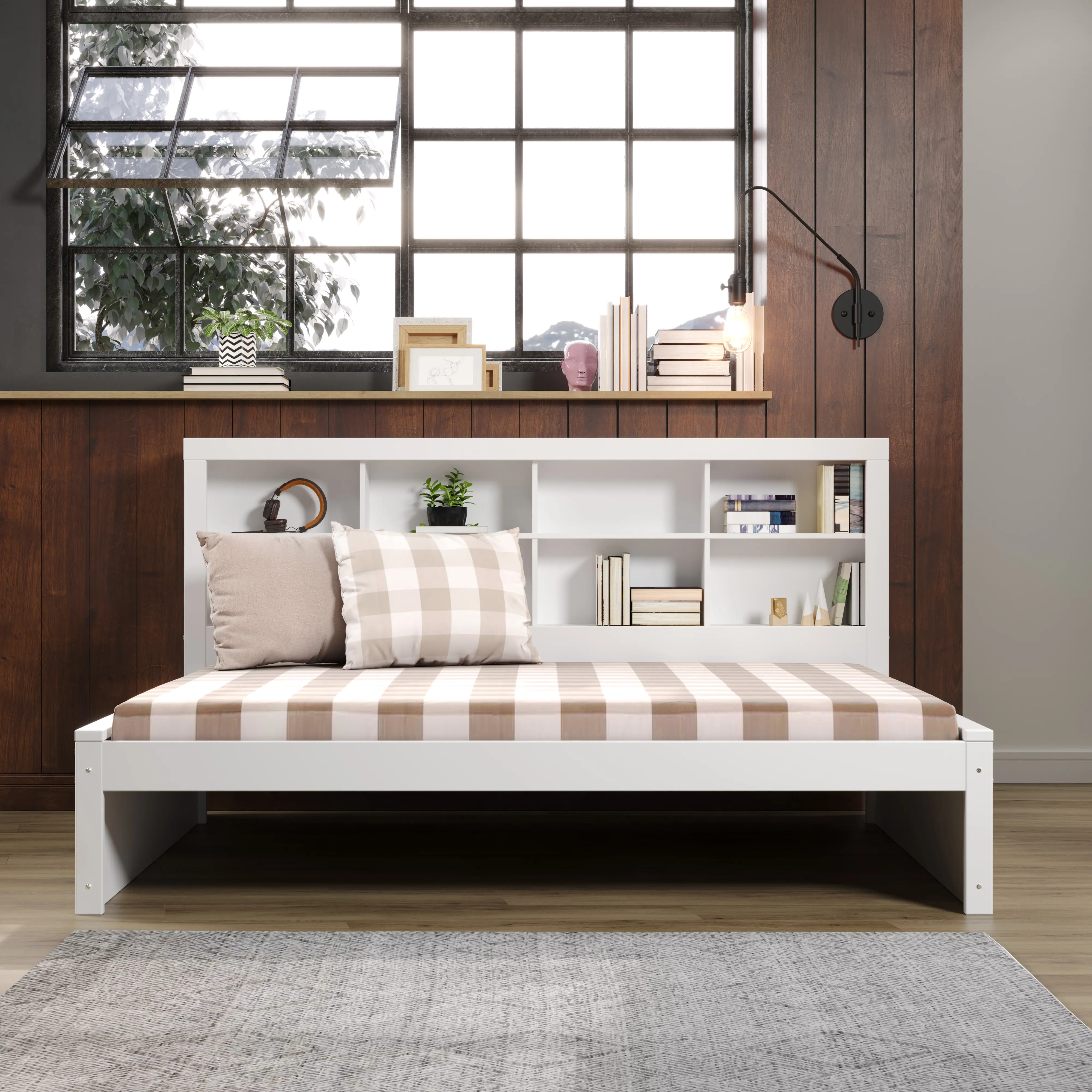 White Full Bookcase Daybed-3