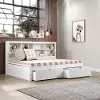 White Full Bookcase Daybed with Storage Drawers