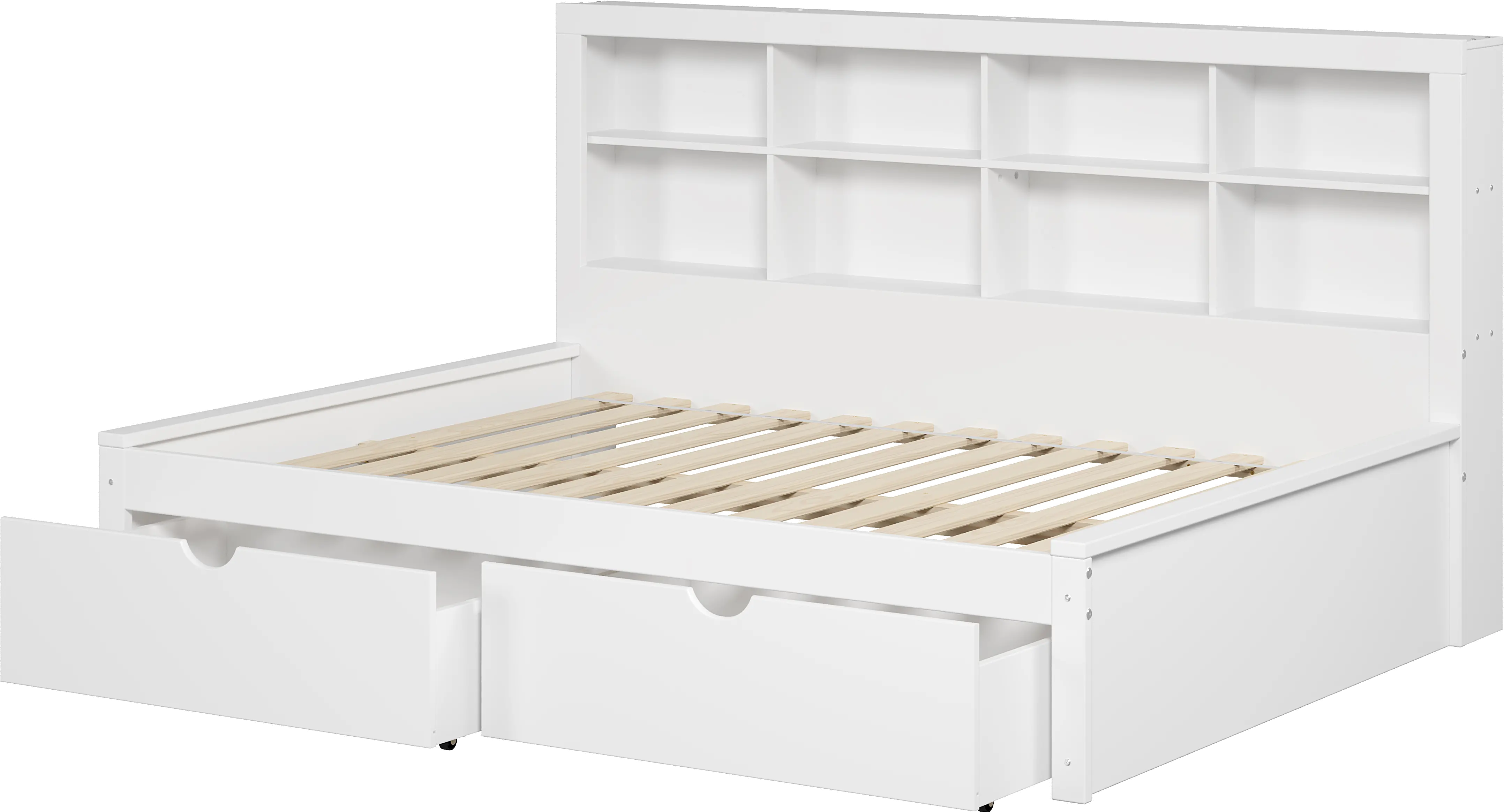 White Full Bookcase Daybed with Storage Drawers-1