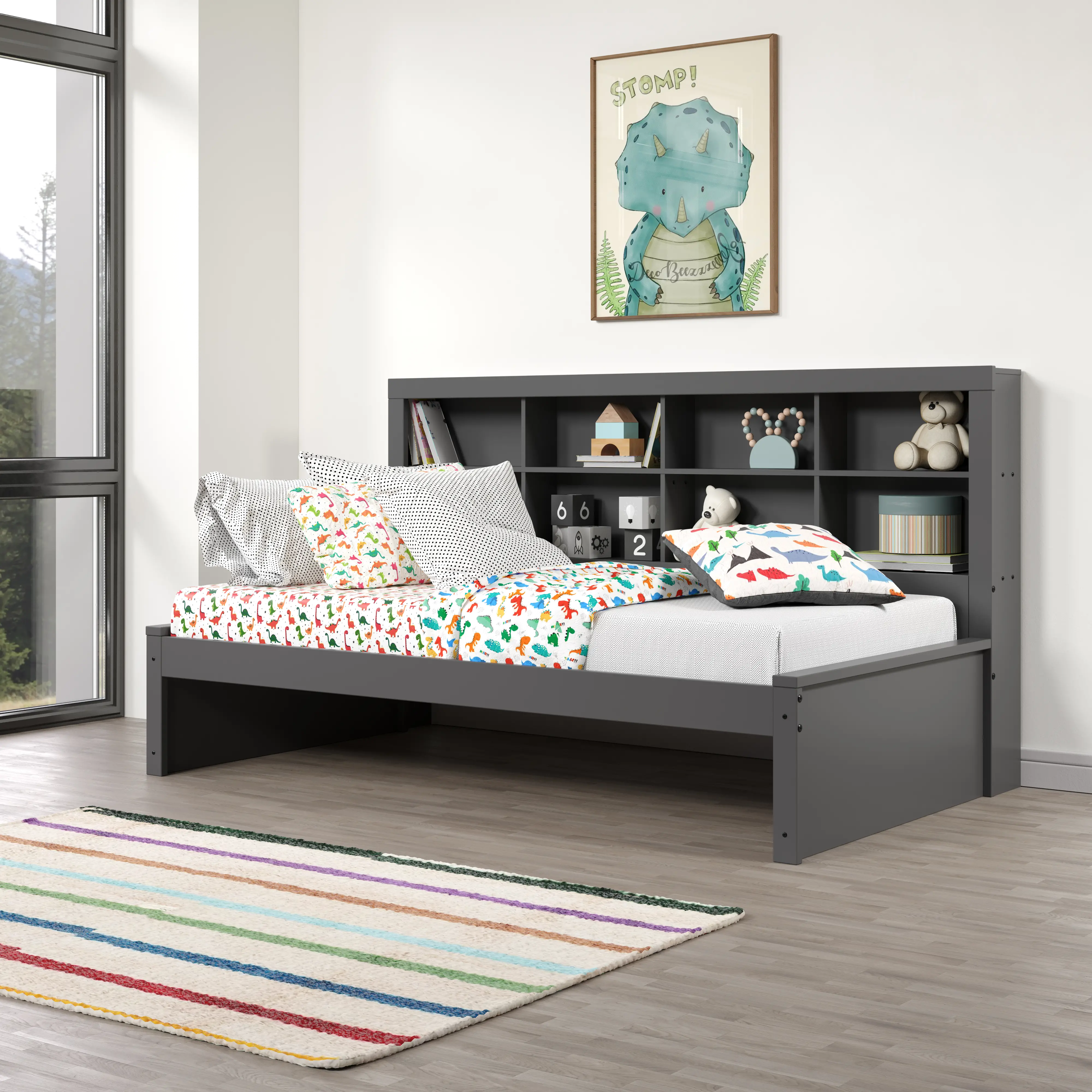 Gray Twin Bookcase Daybed-2