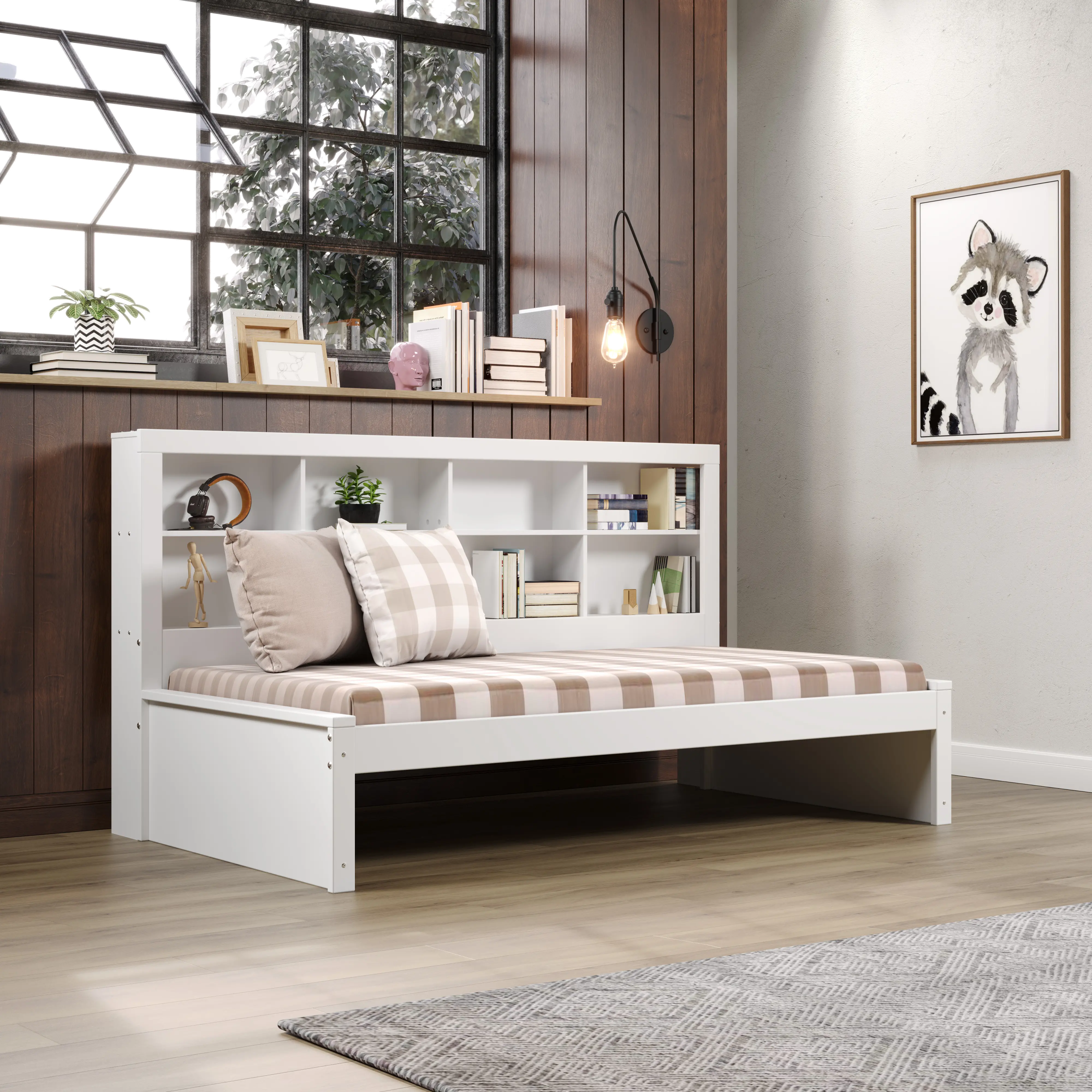 White Twin Bookcase Daybed-2