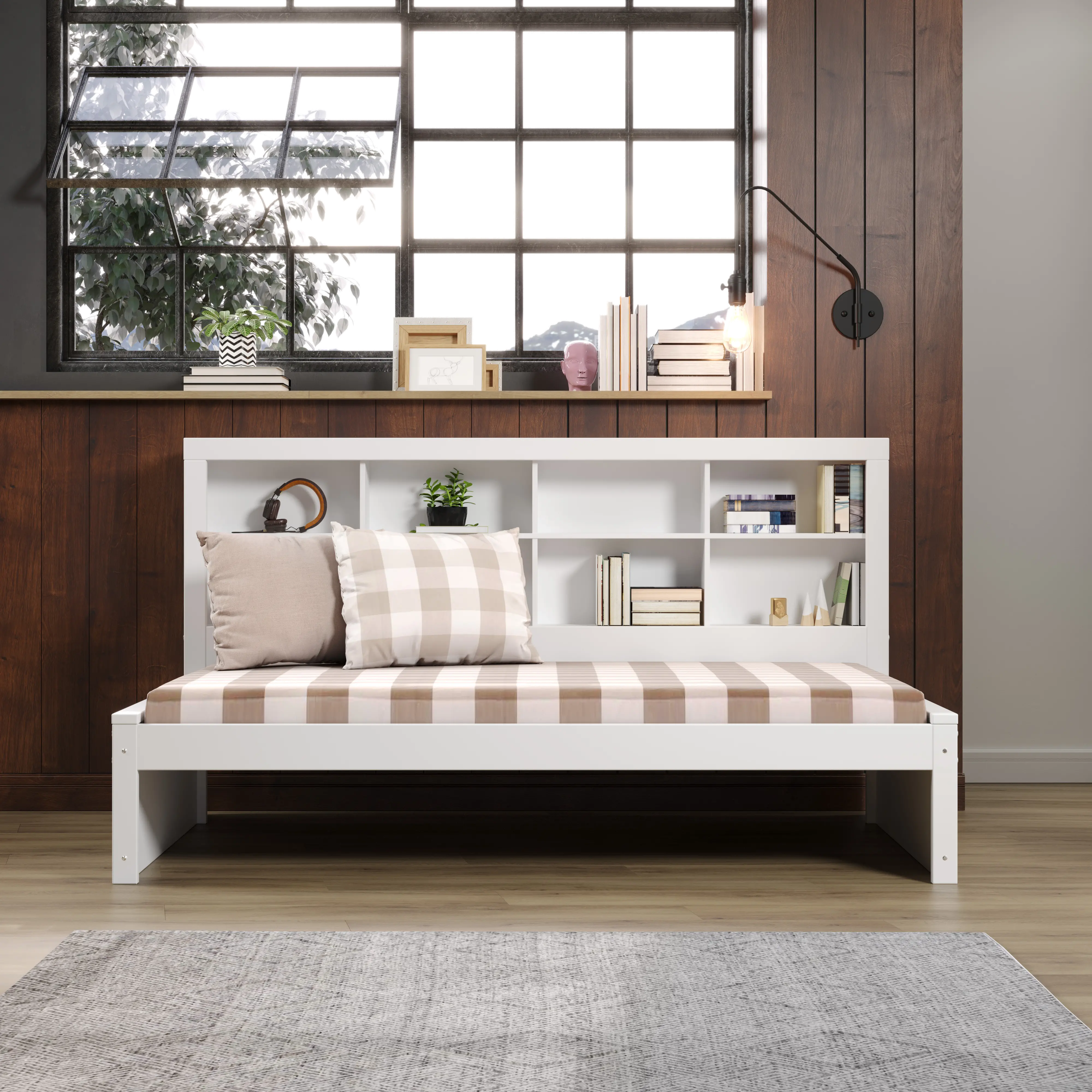 White Twin Bookcase Daybed-1