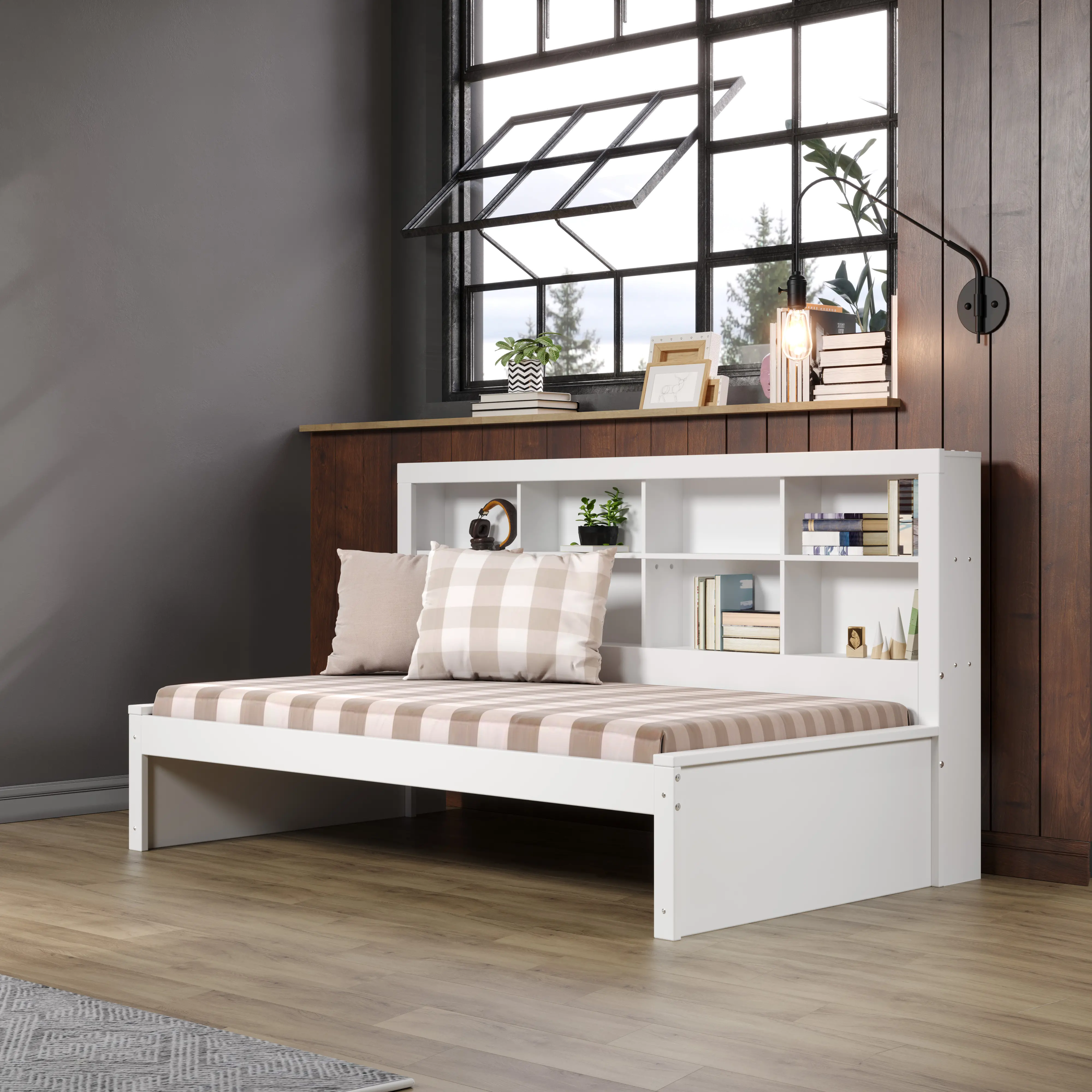 White Twin Bookcase Daybed-3