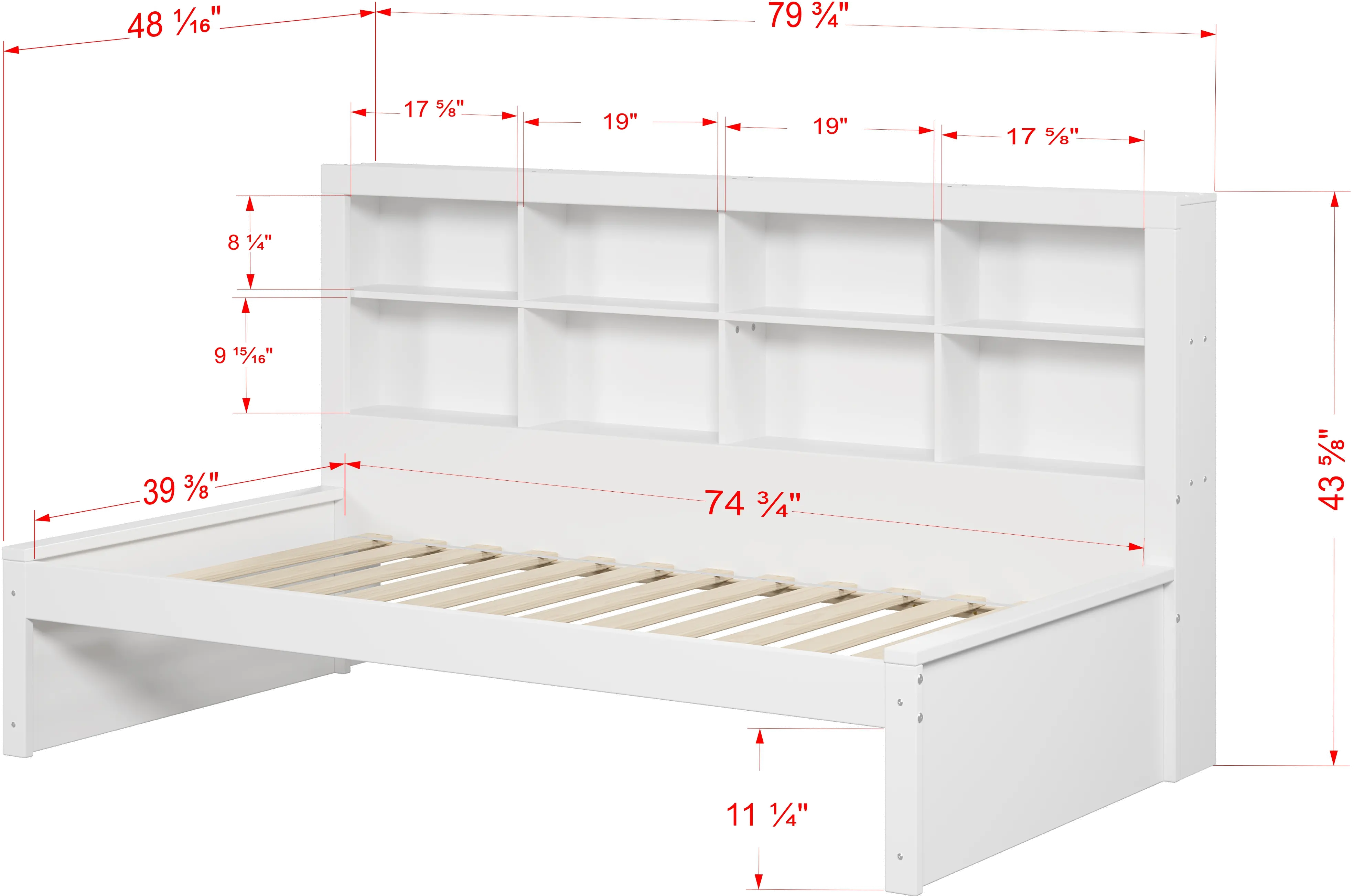 White Twin Bookcase Daybed-5