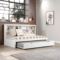 White Twin Bookcase Daybed with Trundle