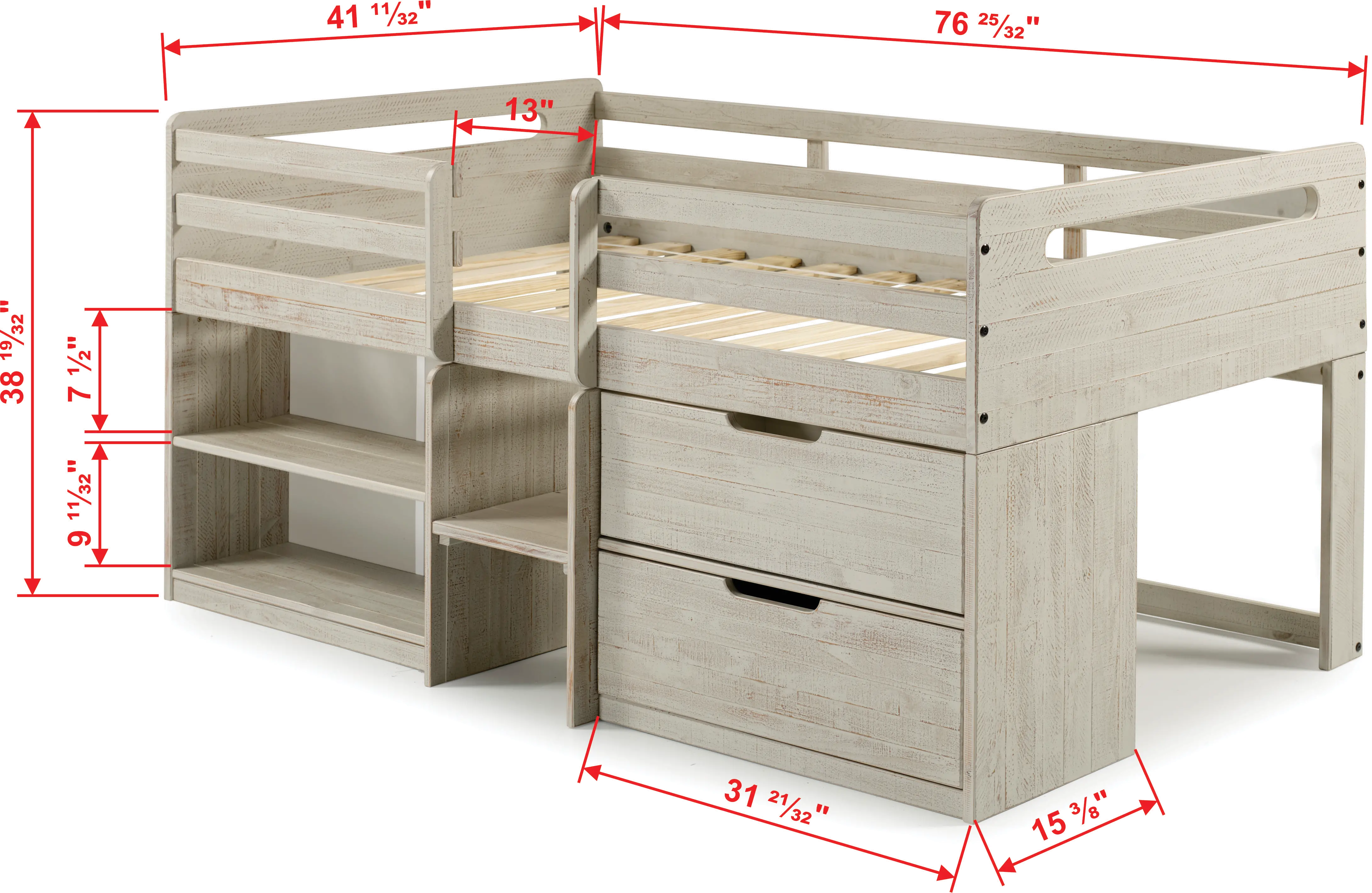 Light Gray Twin Low Loft Bed-5