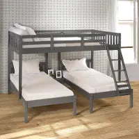Gray Full over Double Twin Bunk Bed